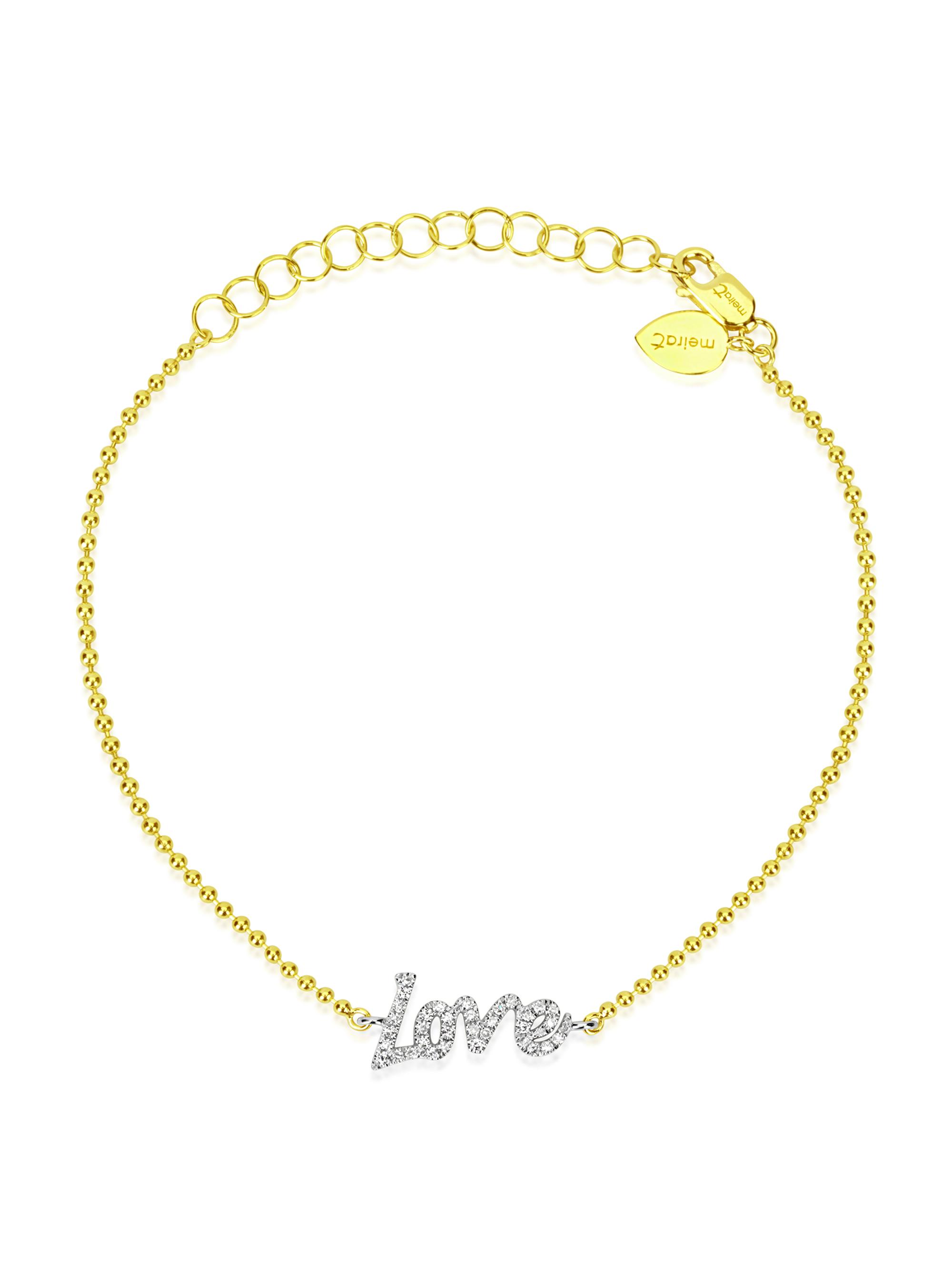 Meira T Women's Love 14K Yellow Gold & 0.10 TCW Diamond Bead Chain Bracelet - Yellow Gold