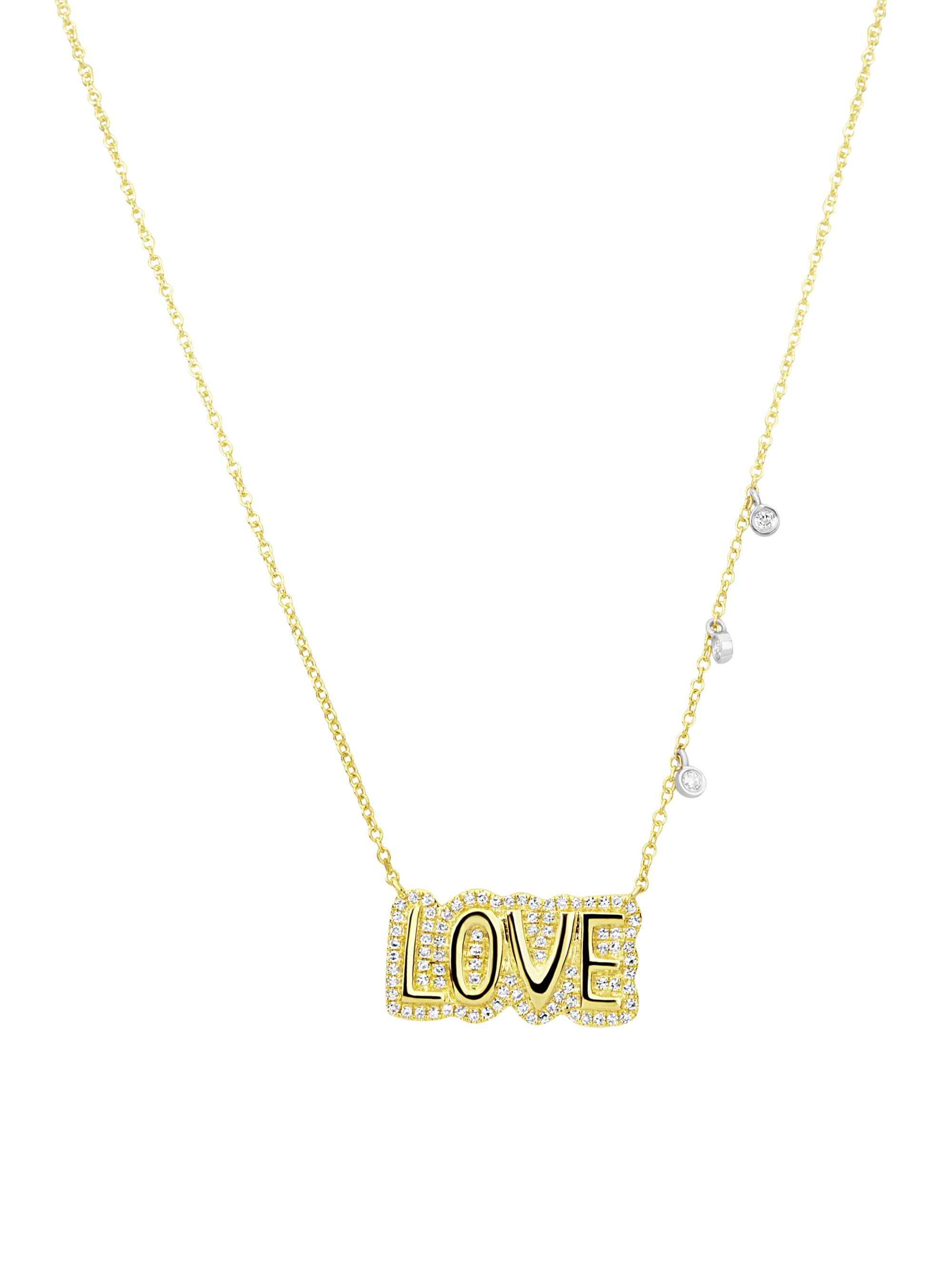 Meira T Women's LovePlate 14K Yellow Gold & 0.35 TCW Diamond Necklace - Yellow Gold