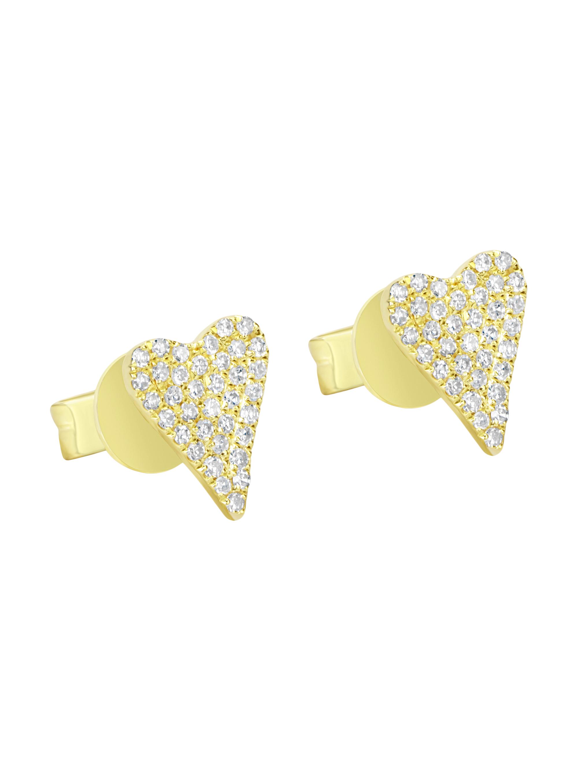 Meira T Women's 14K Yellow Gold & 0.22 TCW Diamond Heart Studs - Yellow Gold