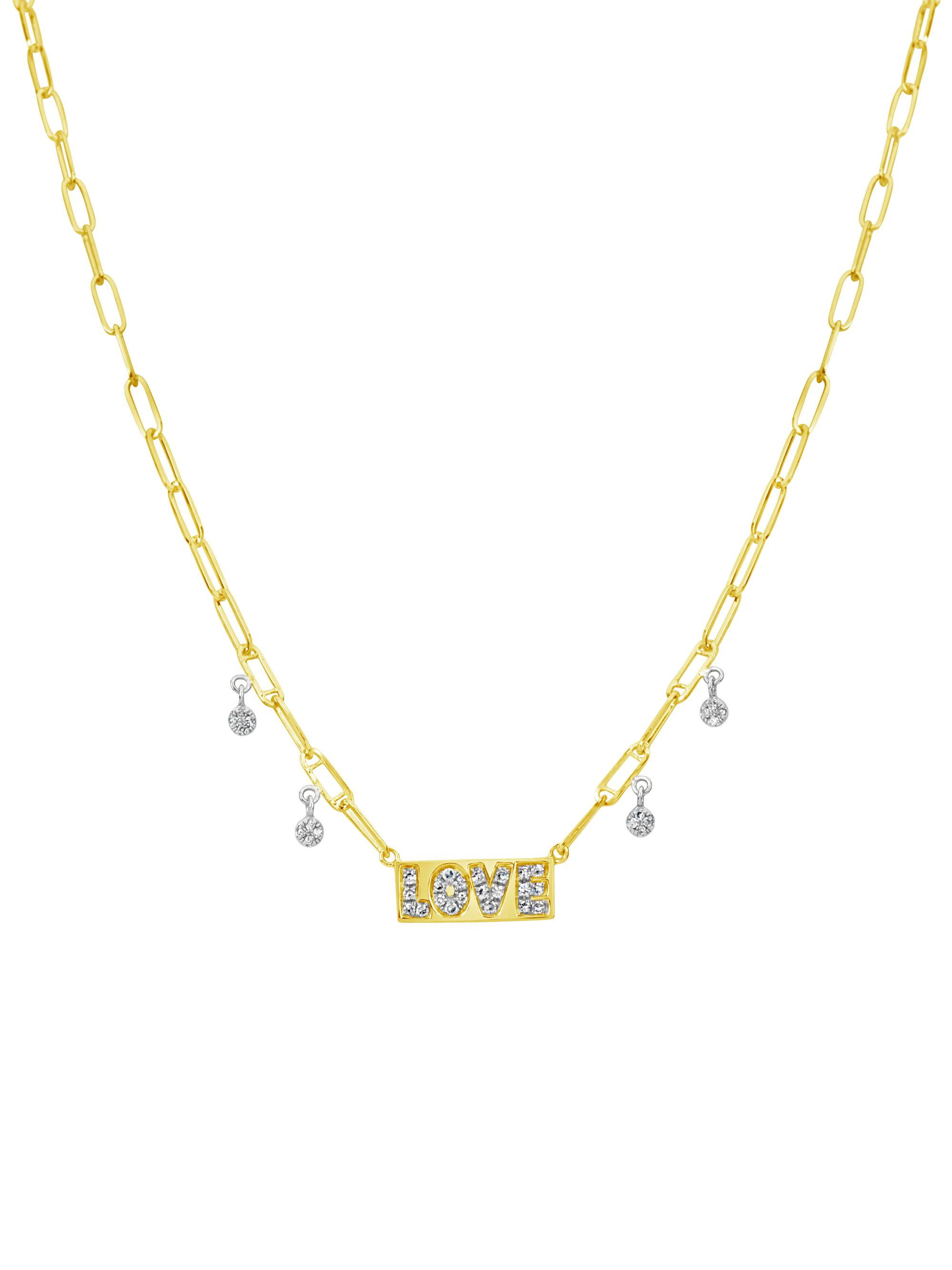 Meira T Women's Love Plate 14K Yellow & 0.15 TCW Diamond Pendant Necklace - Yellow Gold