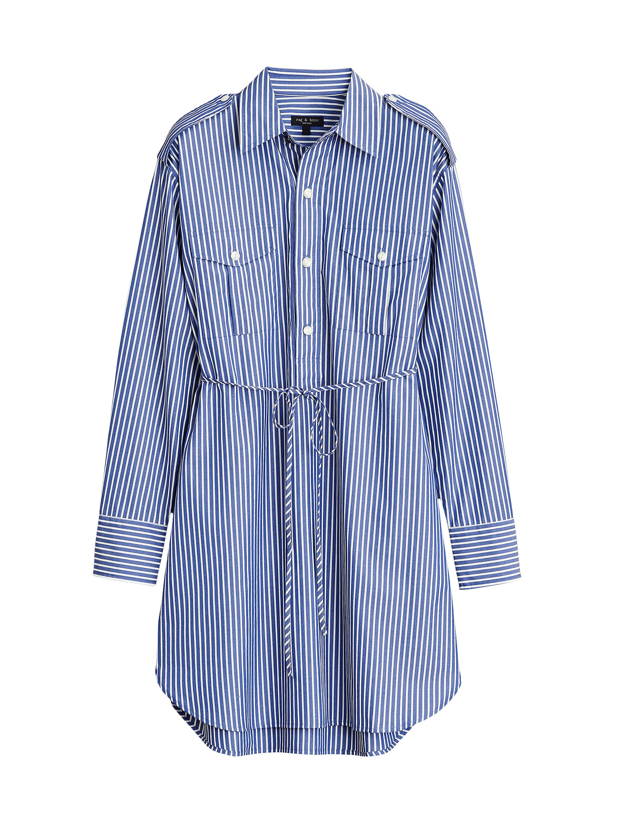 rag & bone Women's Nadine Striped Cotton Shirtdress - Blue Stripe