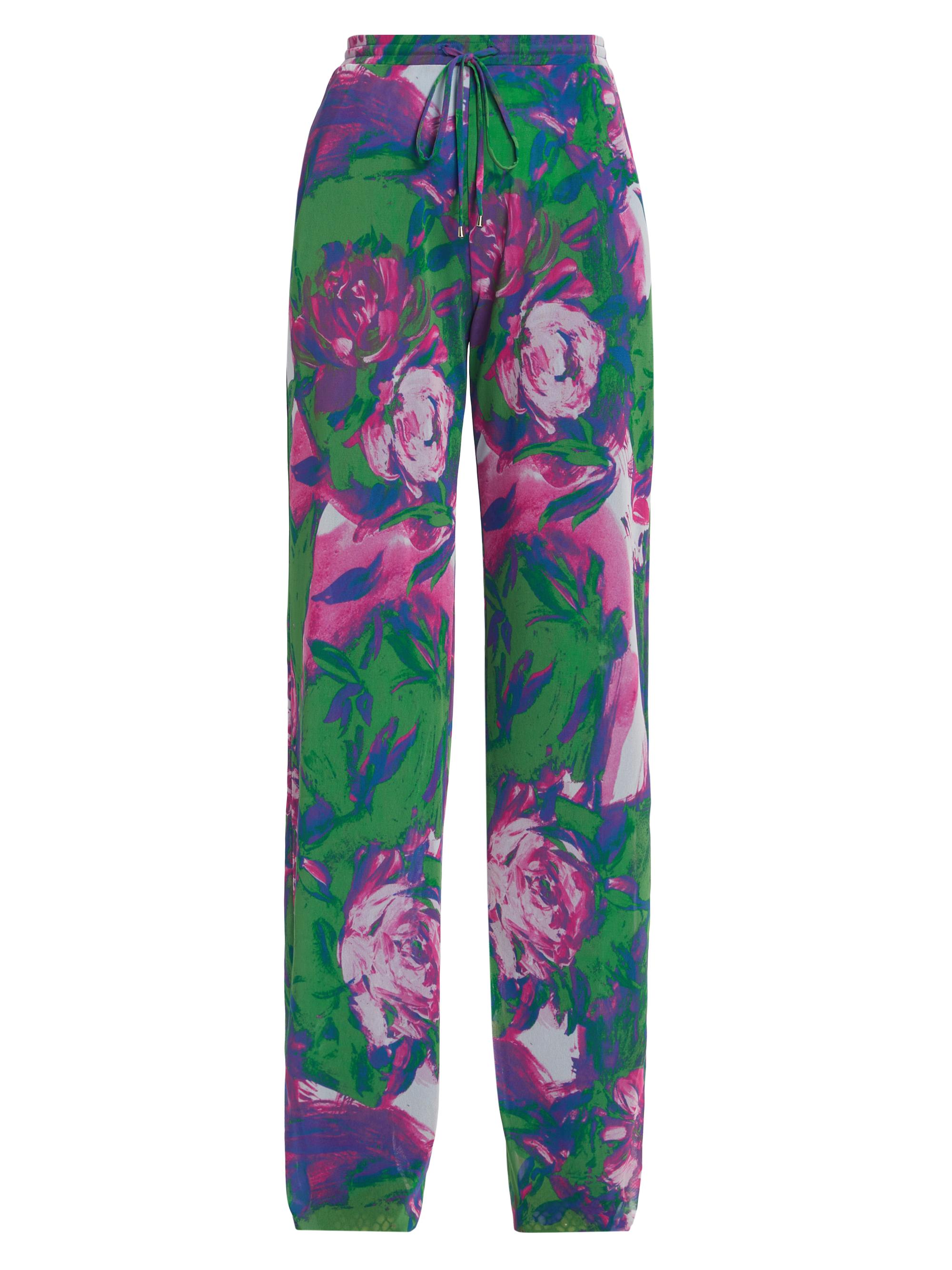 Prabal Gurung Women's WNDRLUST Dev Floral Tulle Straight-Leg Pants - Green Cobalt Multi