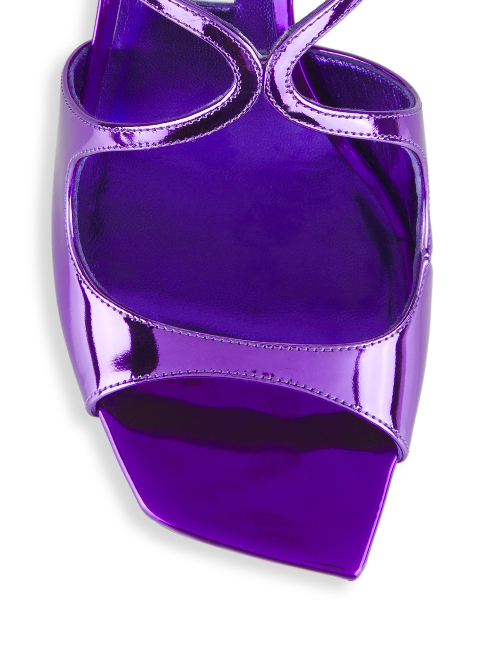 Jimmy Choo Anise 95MM Metallic Leather Sandals | Saks Fifth Avenue