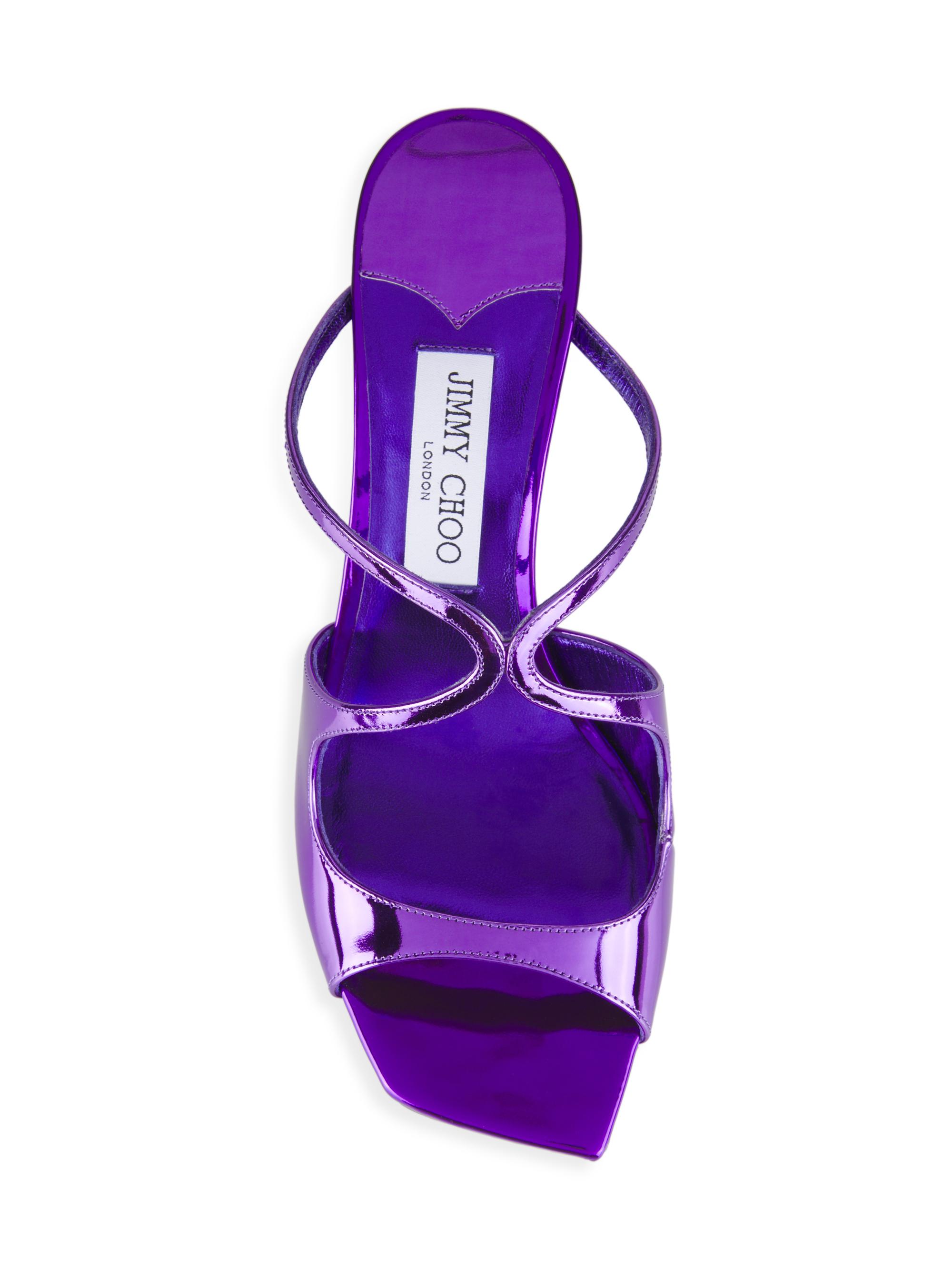 Jimmy Choo Anise 95MM Metallic Leather Sandals | Saks Fifth Avenue