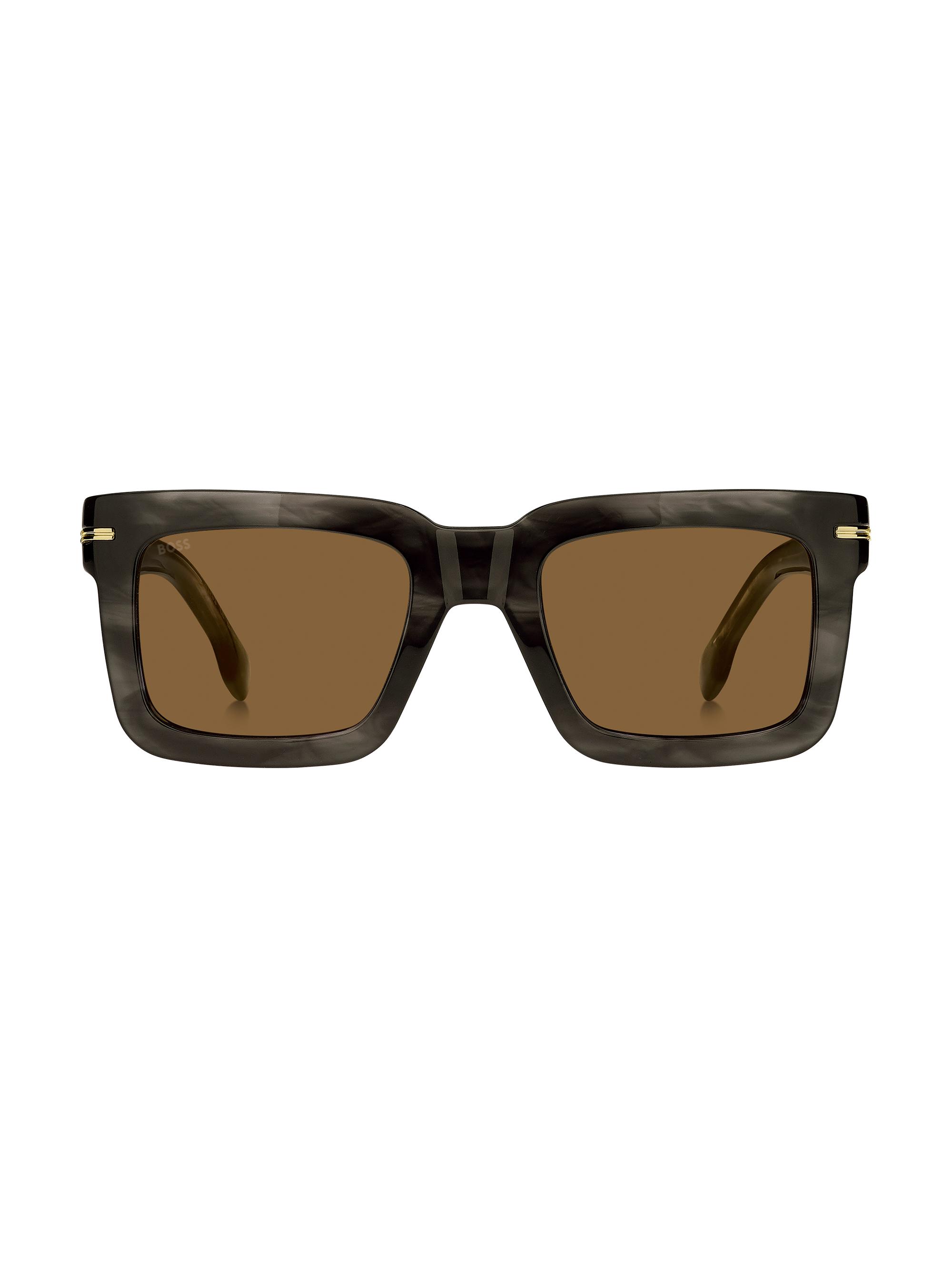 BOSS Men's 51MM Acetate Rectangular Sunglasses - Grey Havana Brown