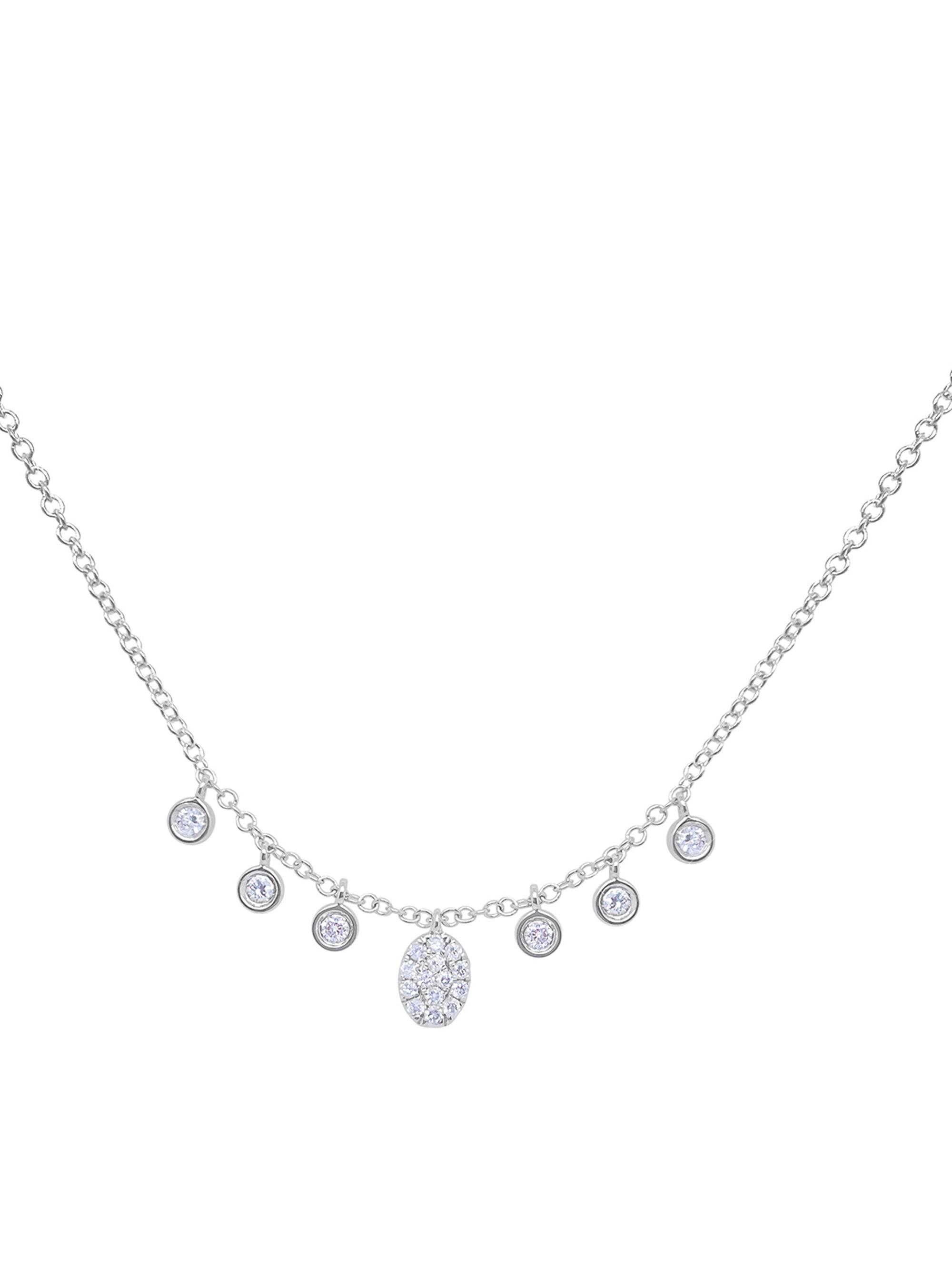 Meira T Women's 14K-White-Gold & .16 TCW Diamond Disc Necklace - White Gold