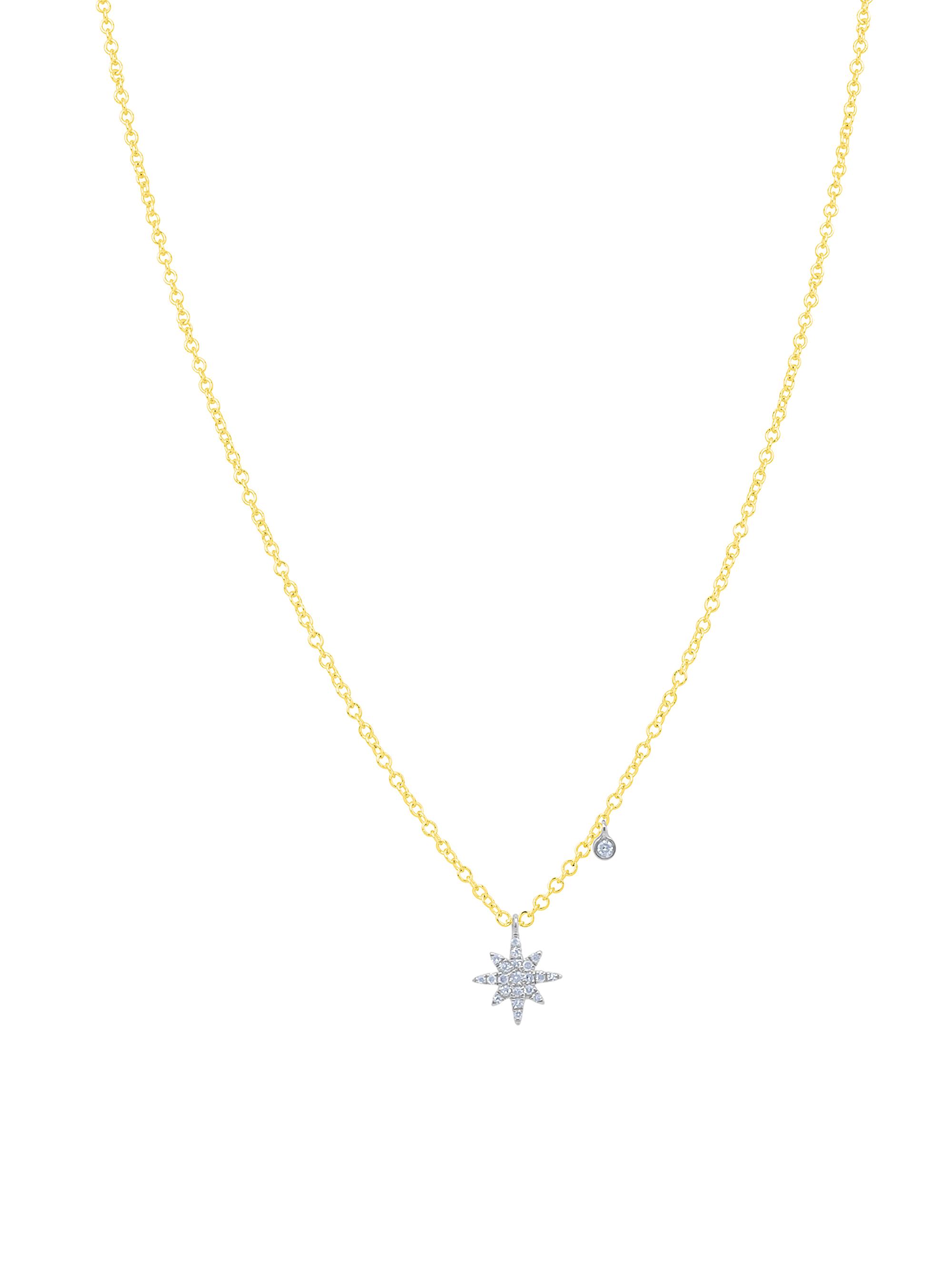 Meira T Women's Mini Starburst Two-Tone 14K Gold & .06 TCW Diamonds Pendant Necklace - Yellow Gold
