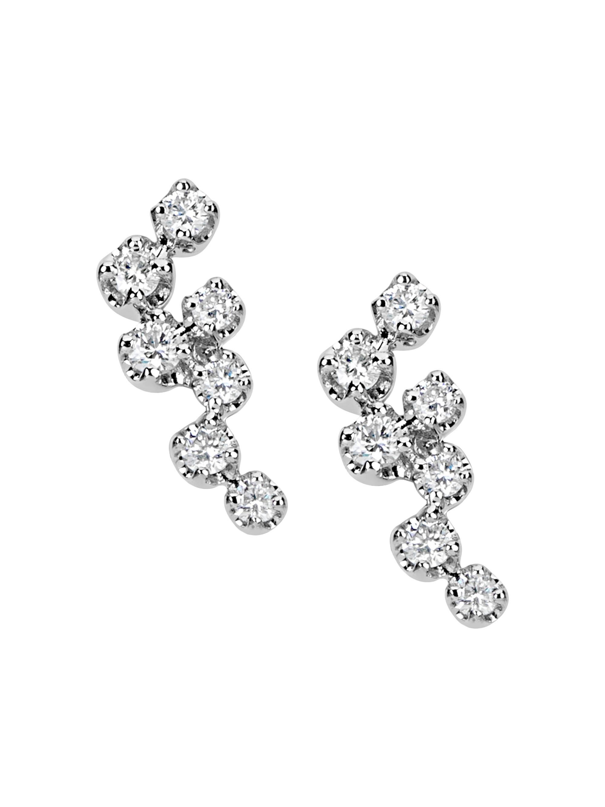 Meira T Women's 14K White Gold & 0.18 TCW Diamond Cluster Earrings - White Gold