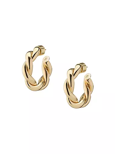 Double Twisted Lilly 10K-Gold-Plated Huggie Hoop Earrings