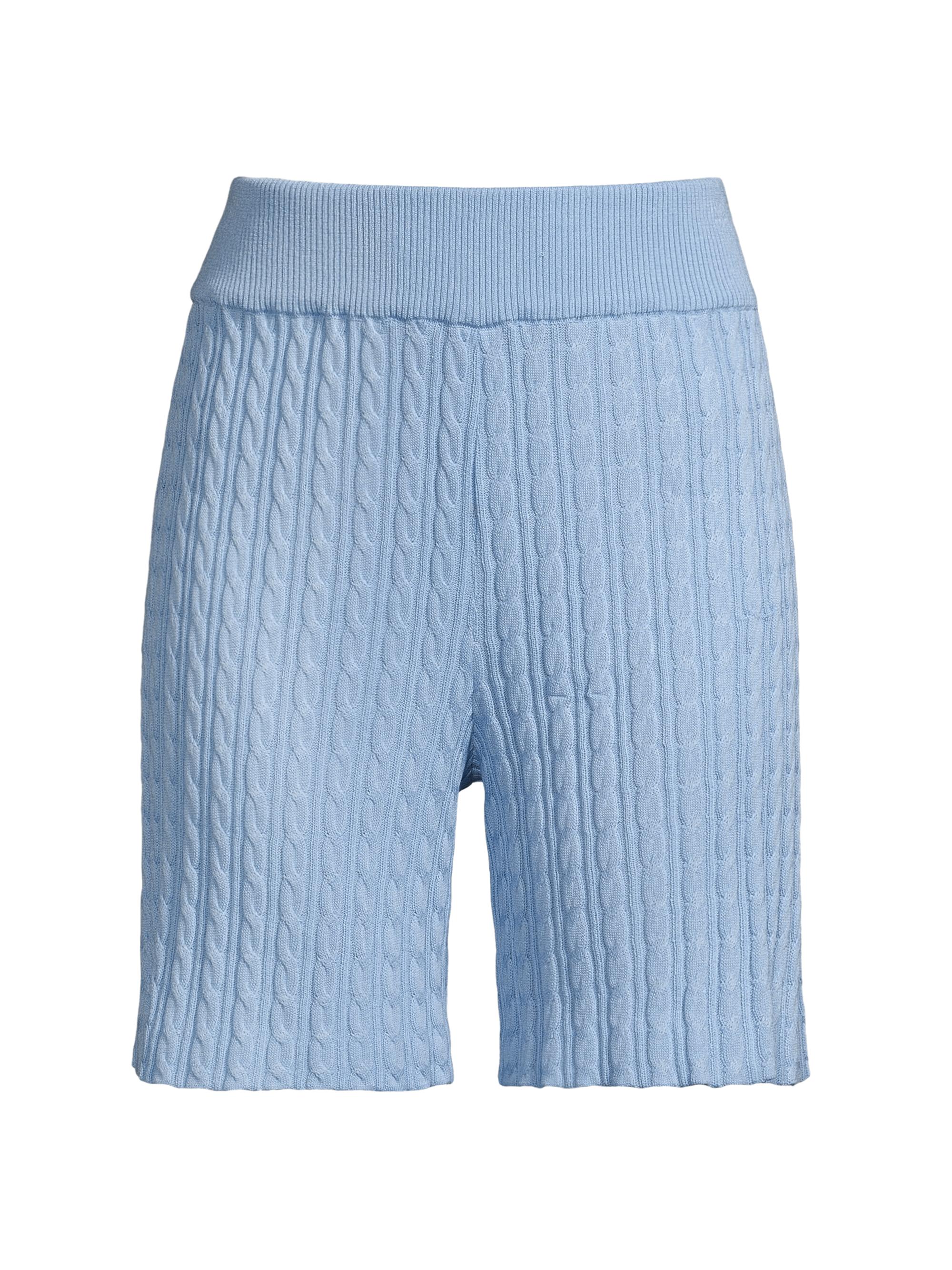 Misook Women's Pull-On Soft Cable Knit Shorts - Blue