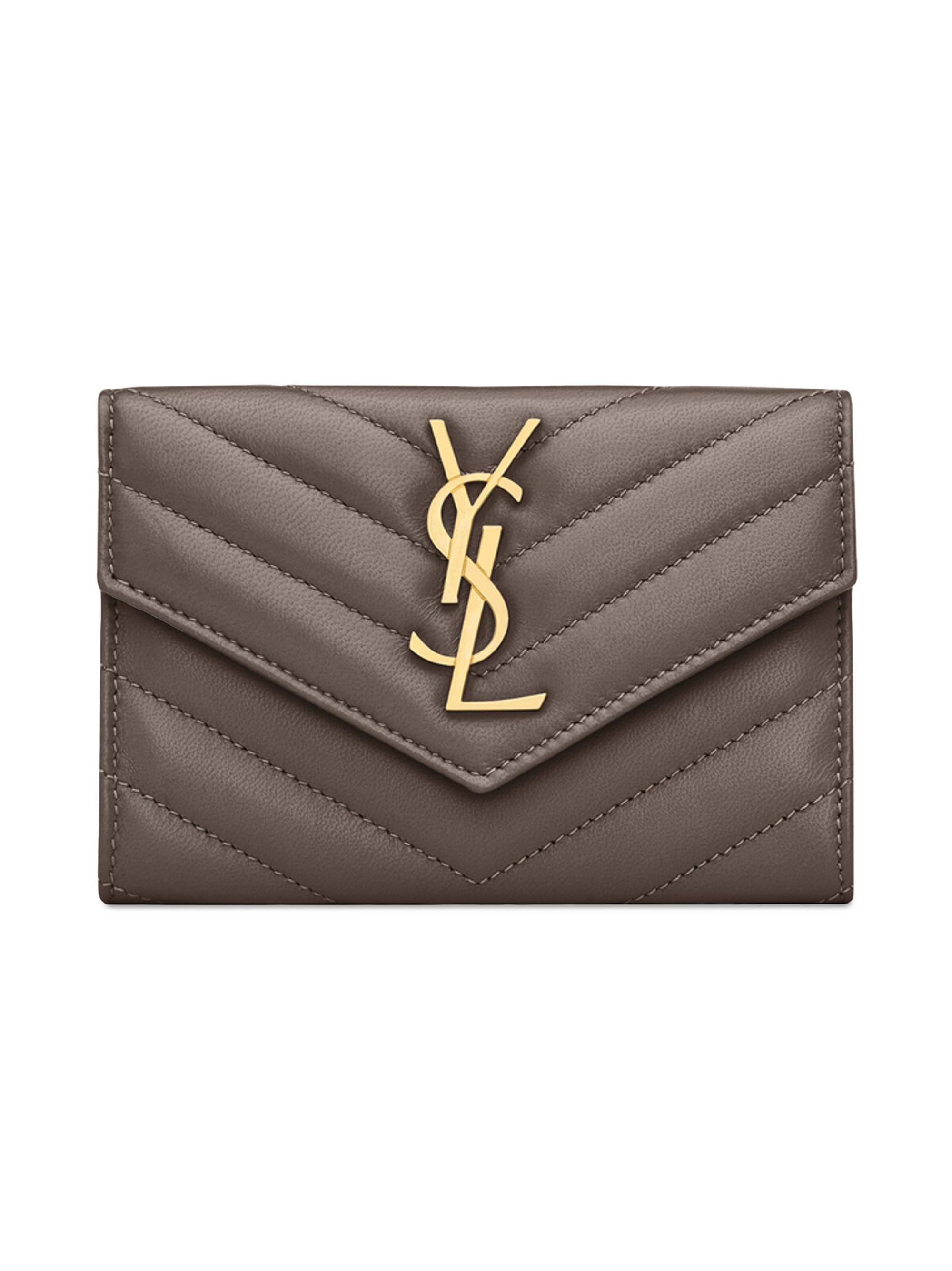 Saint Laurent Women's Cassandre Matelassé  Envelope Wallet in Lambskin - Urban Grey