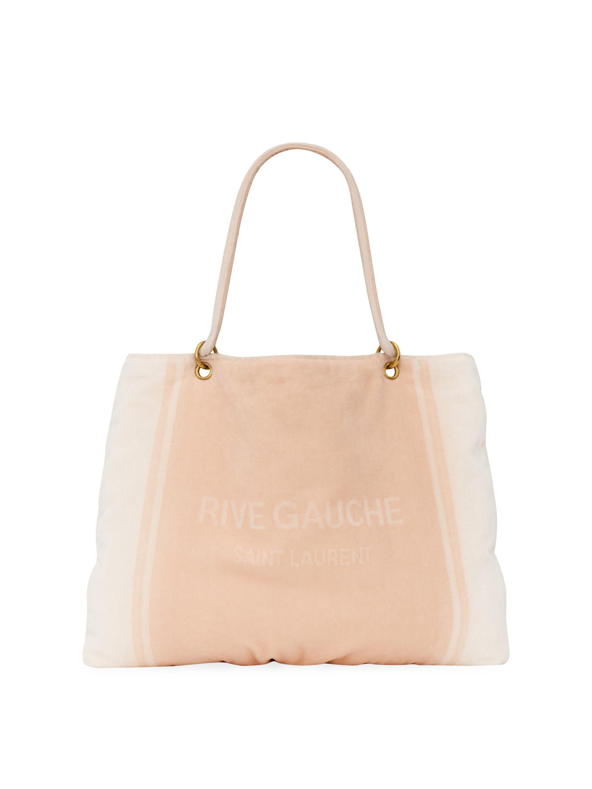 Saint Laurent Women's Rive Gauche Towel Tote Bag in Terry Cloth - Rosa Bianca