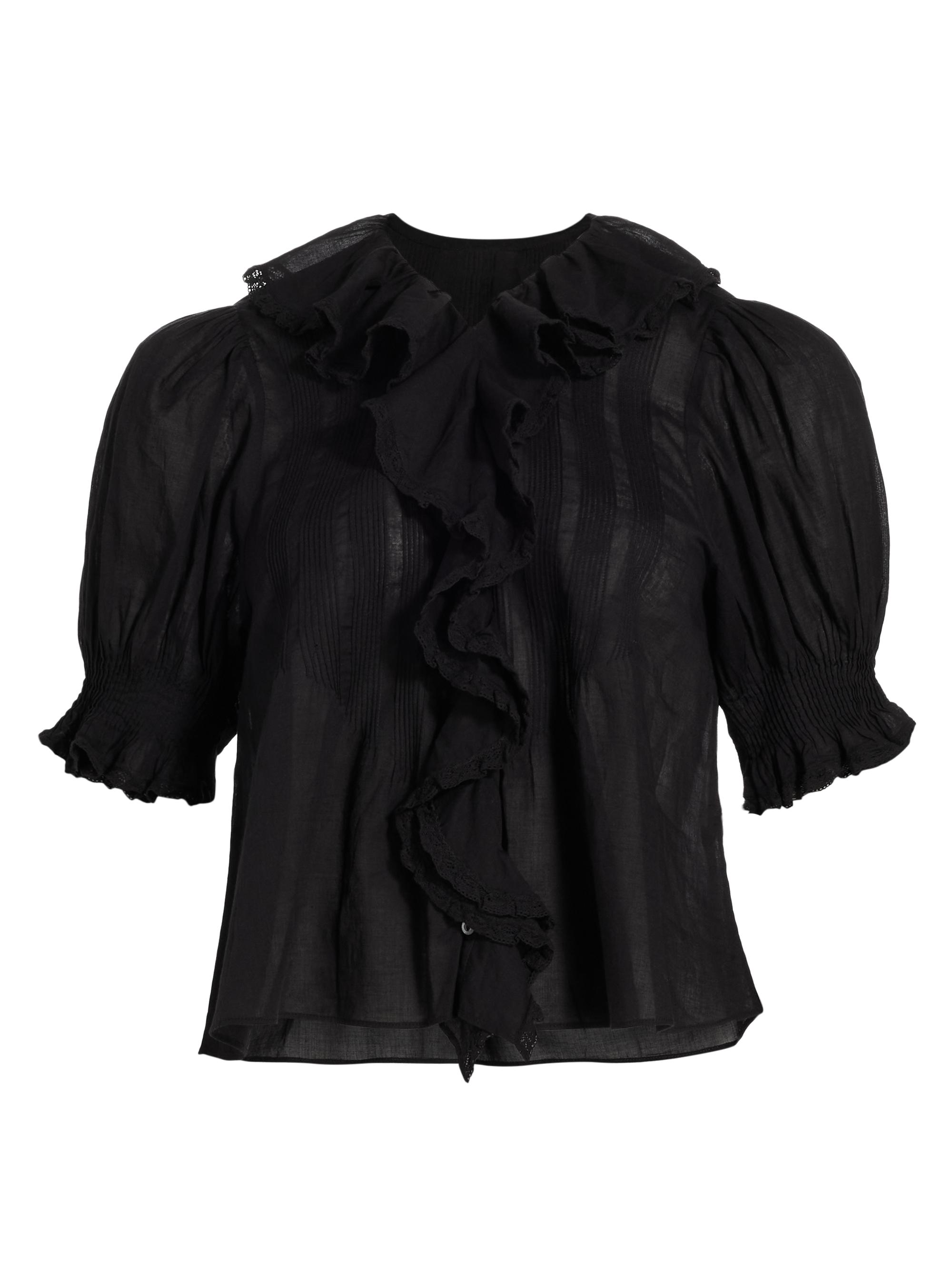 DÔEN Women's Henri Ruffled Top - Black