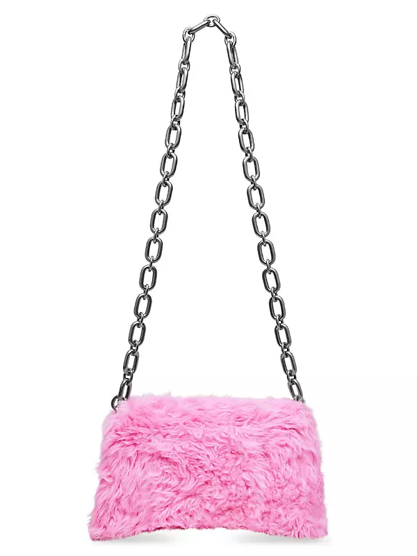 Versace Nylon Tribute Chain Crossbody Shoulder Bag Dark Pink Black