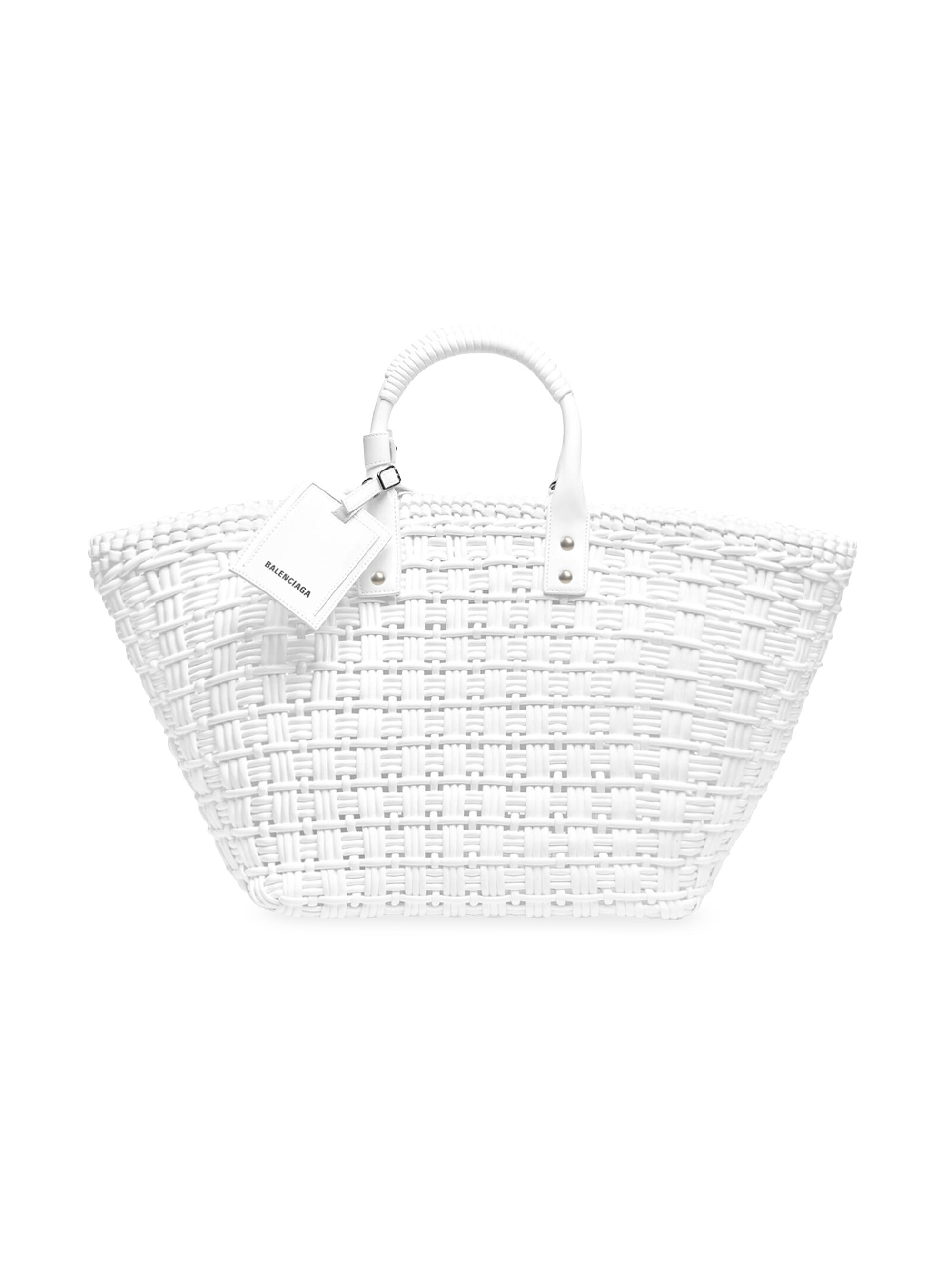 Balenciaga Women's Bistro Small Basket with Strap - Optic White