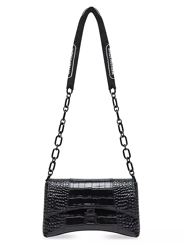 Shop Balenciaga Downtown XS Shoulder Bag with Chain Crocodile