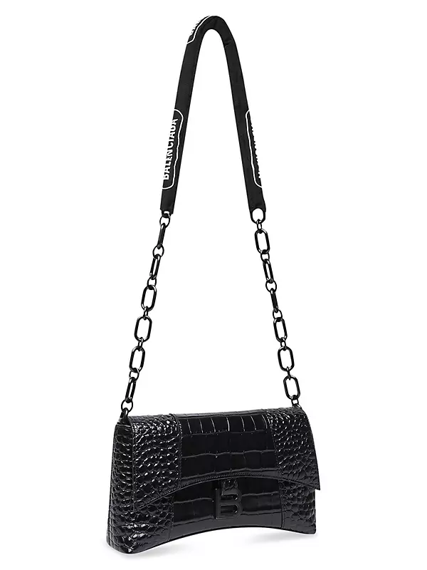 Shop Balenciaga Downtown XS Shoulder Bag with Chain Crocodile Embossed
