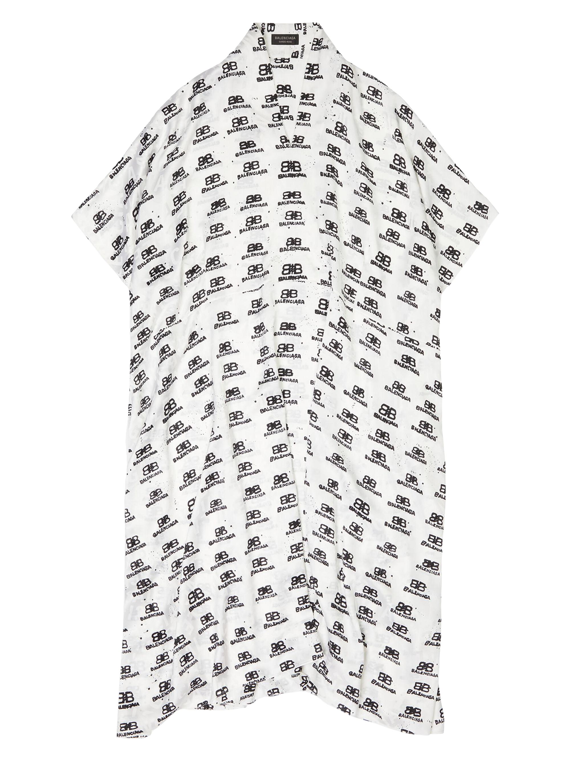 Balenciaga Women's Hand Drawn BB Icon Oversized Dress - White Black