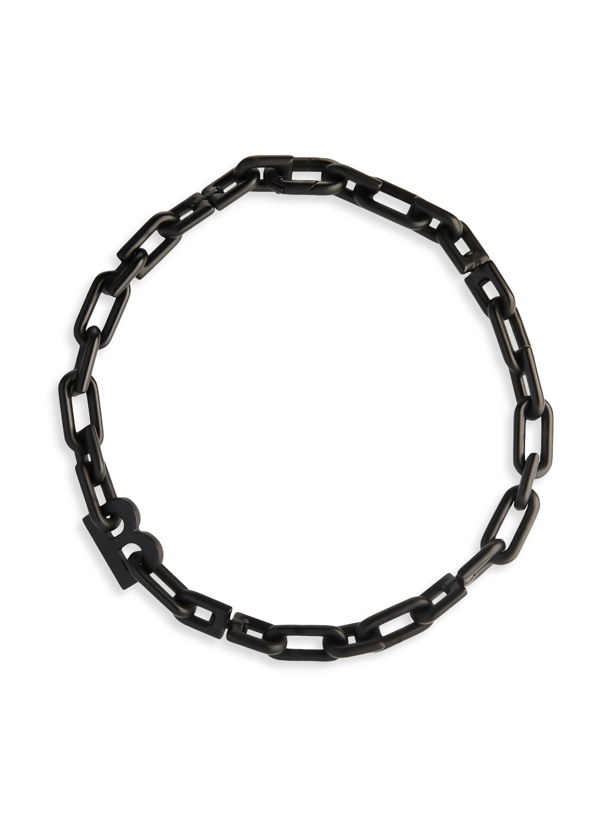 Balenciaga Women's B Chain Thin Necklace - Black