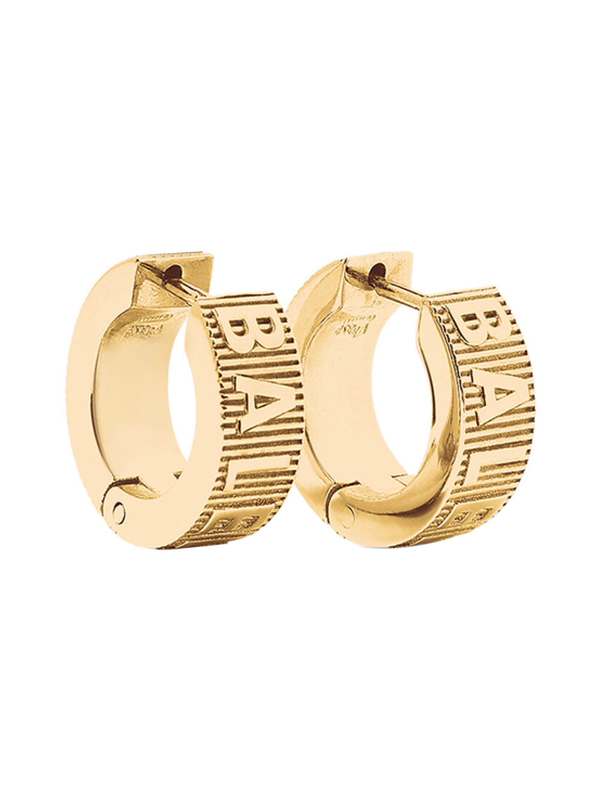 Balenciaga Women's Logo Hoop Earrings - Shiny Gold