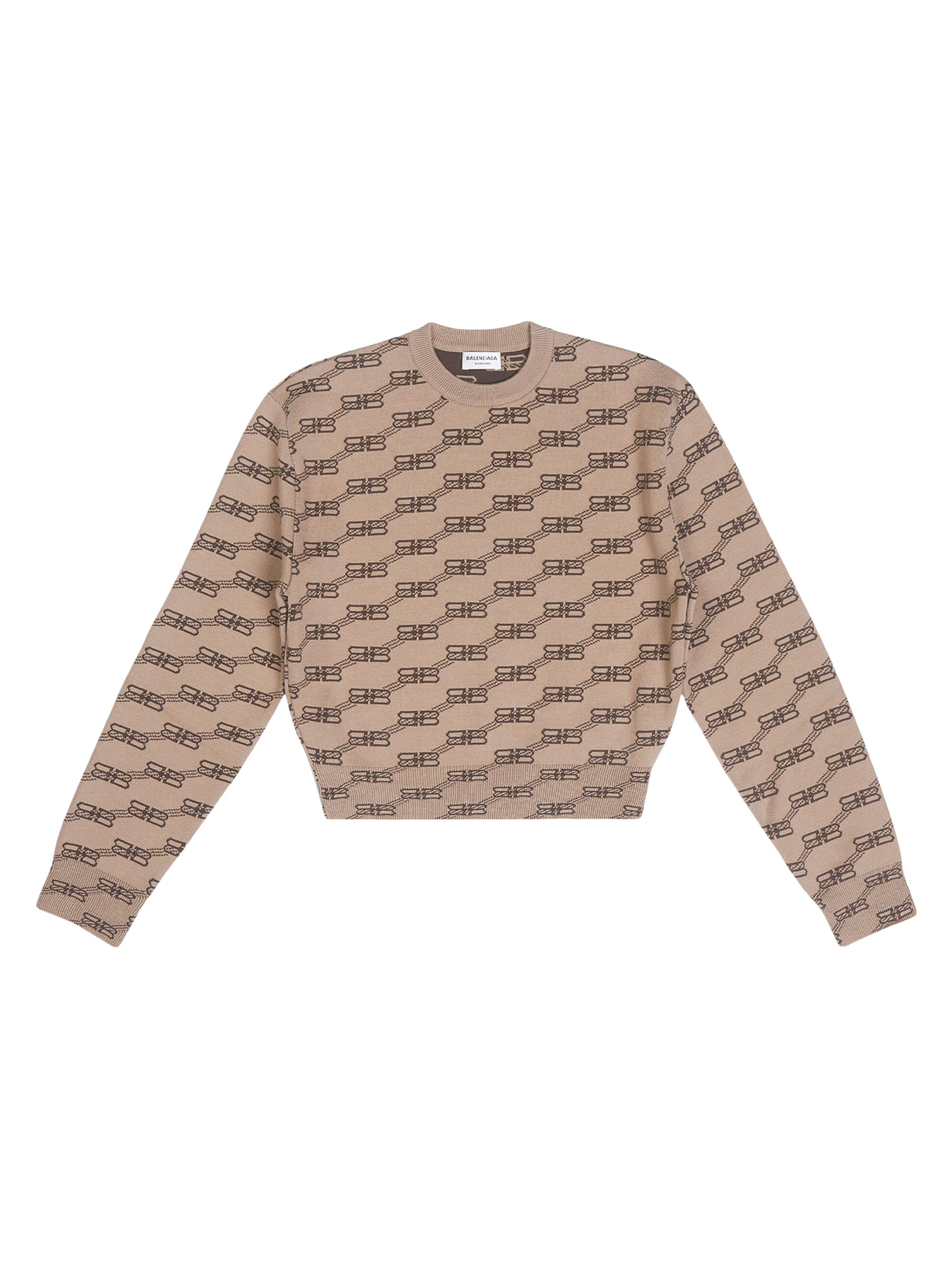 BALENCIAGA - ミスビヘイブ　Monogram Mesh Top Balenciaga Bb Monogram Cropped Sweater | Saks Fifth Avenue