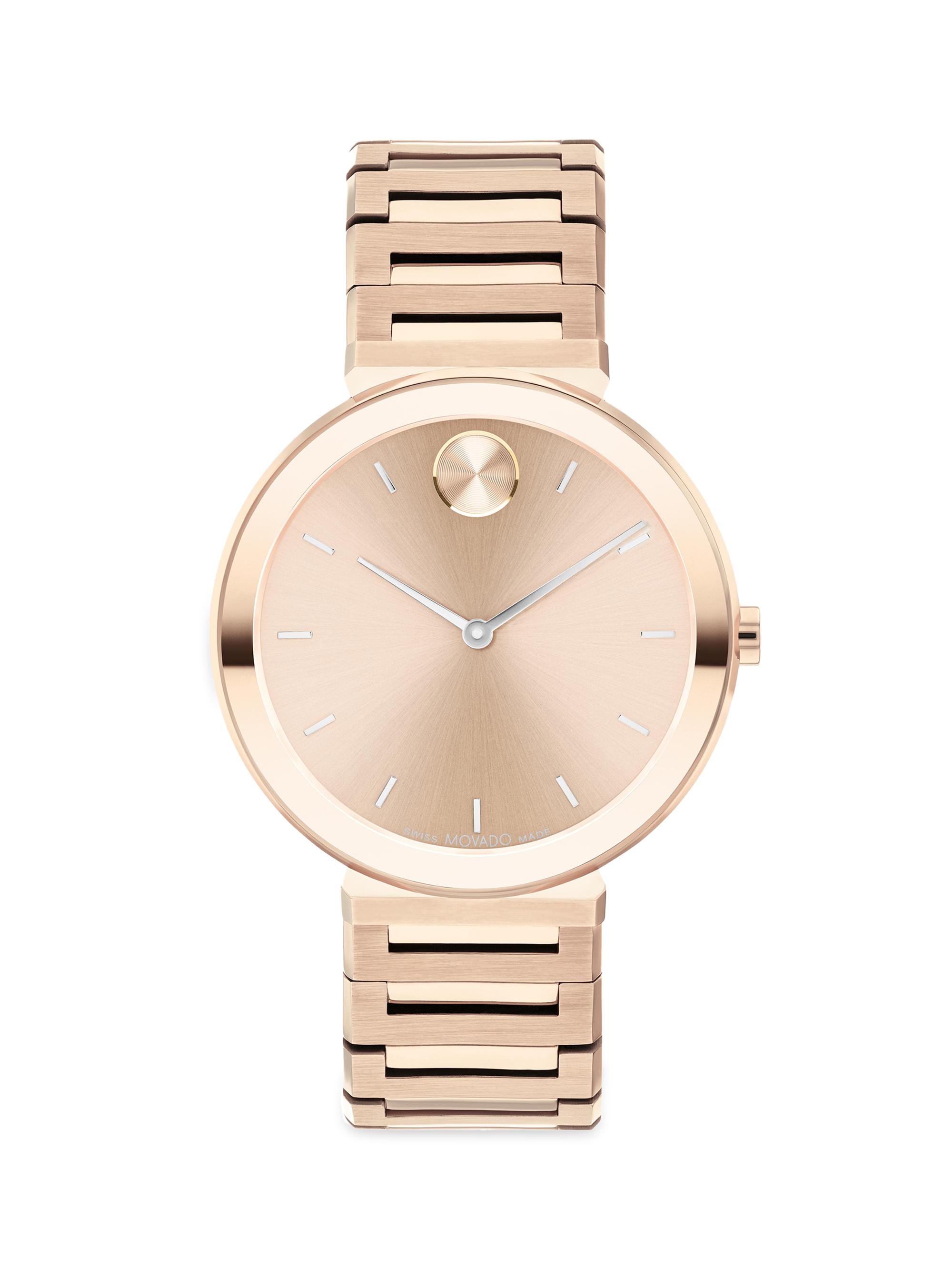 Movado Women's Bold Horizon Rose-Goldtone Stainless Steel Bracelet Watch
