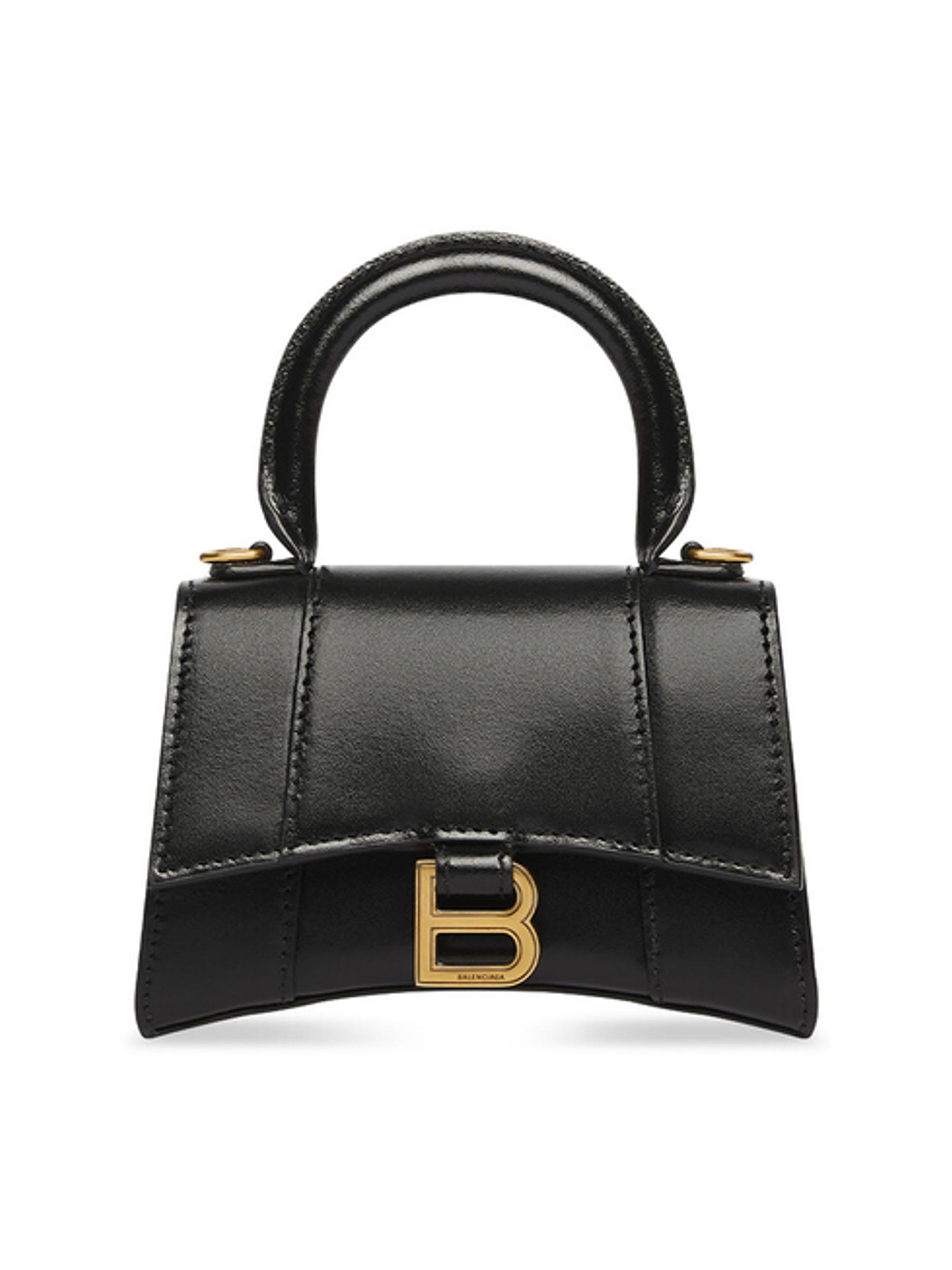 Balenciaga Women's Hourglass Mini Handbag With Chain In Box - Black