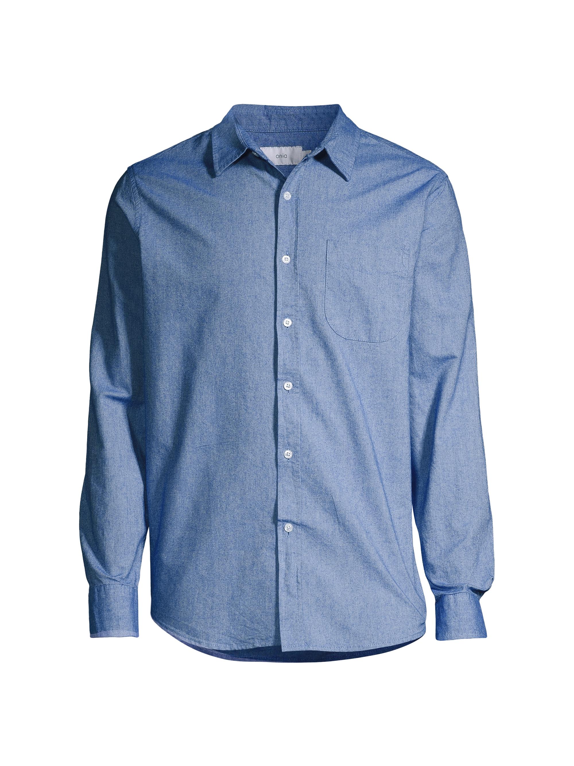 Onia Men's Washed Oxford Long-Sleeved Shirt - Oxford Blue