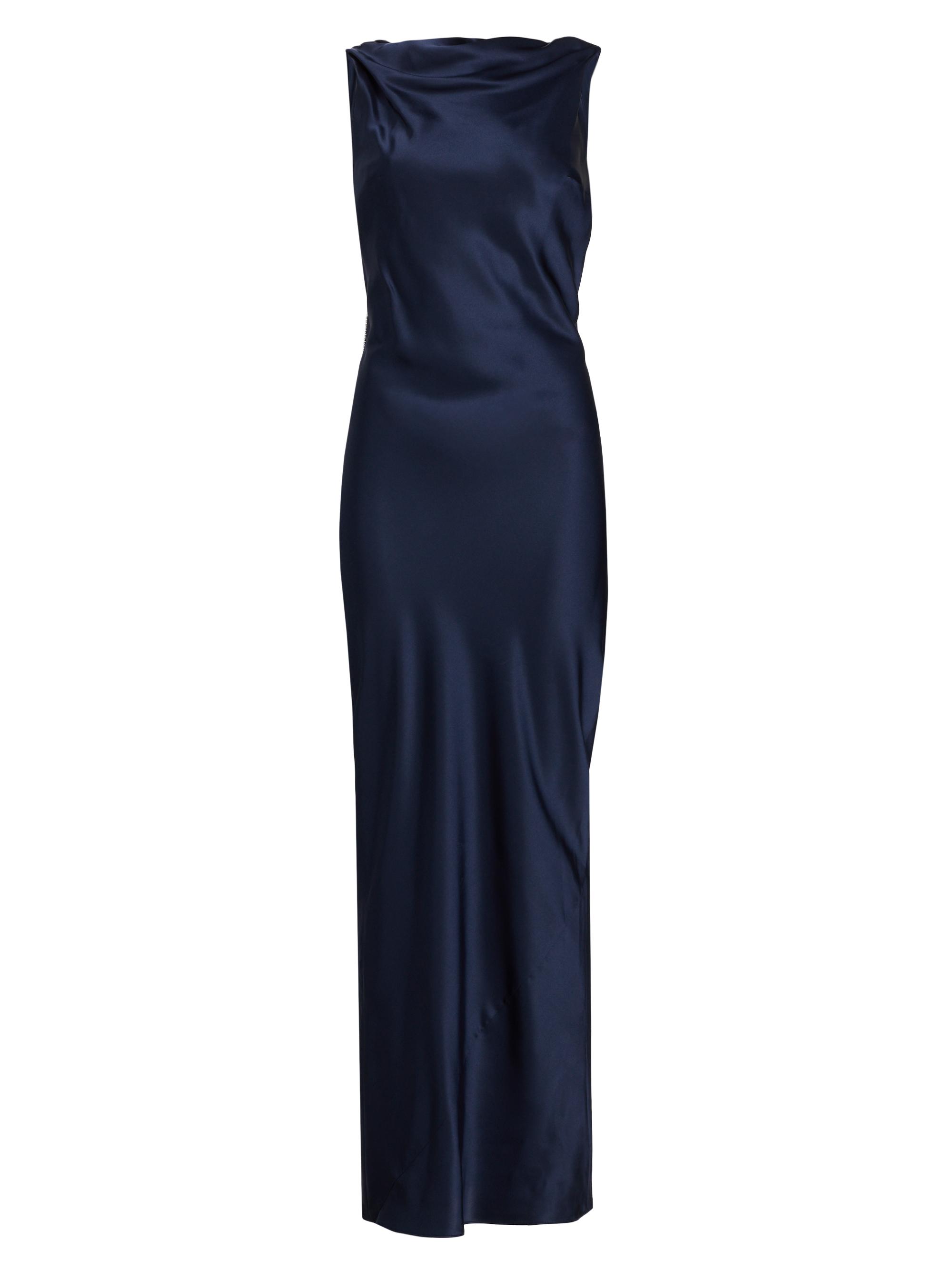 The Bar Women's Pierre Silk Satin Cowl Back Gown - Navy