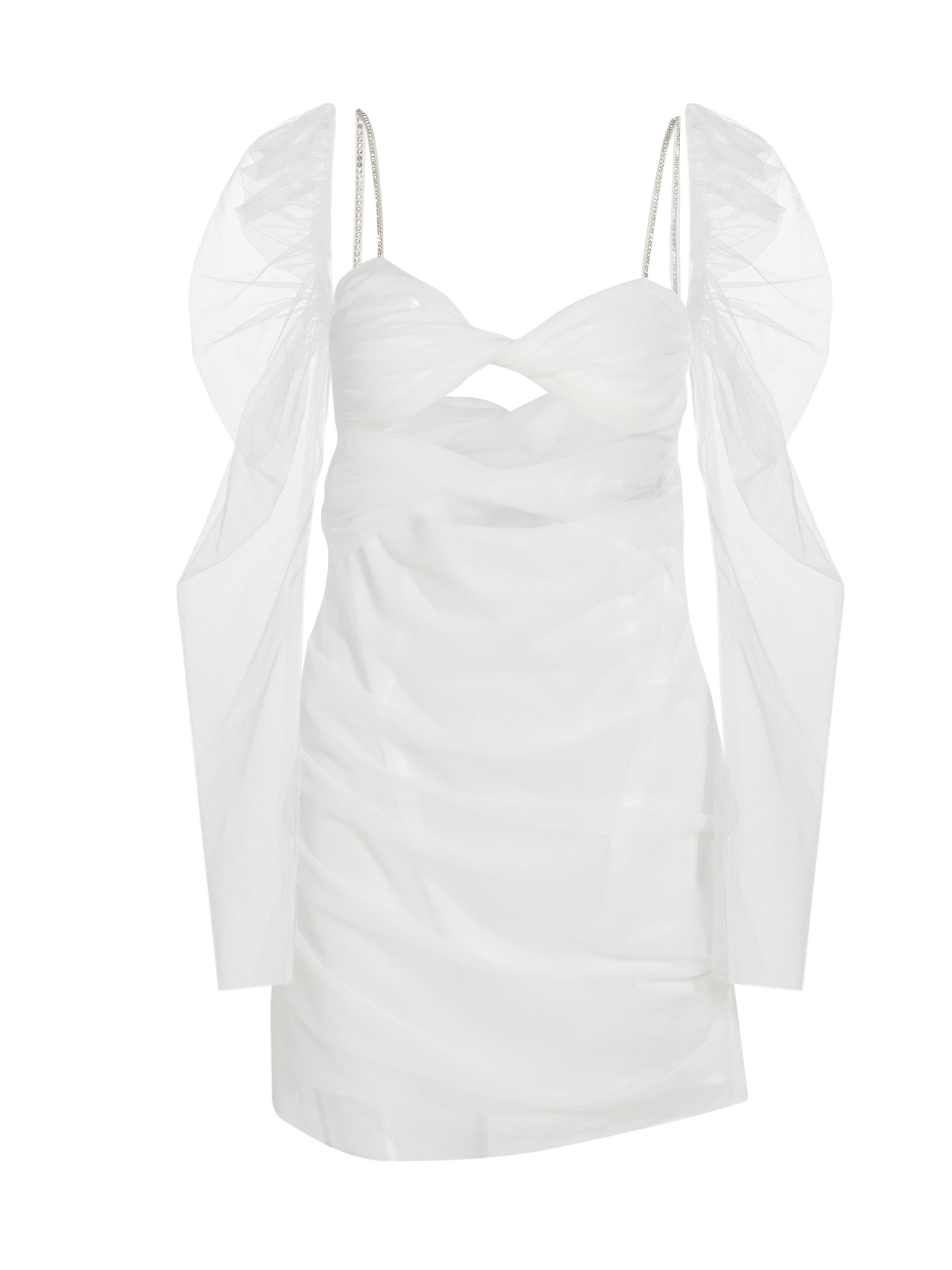 The Bar Women's Jean Twisted Semi-Sheer Minidress - Blanc