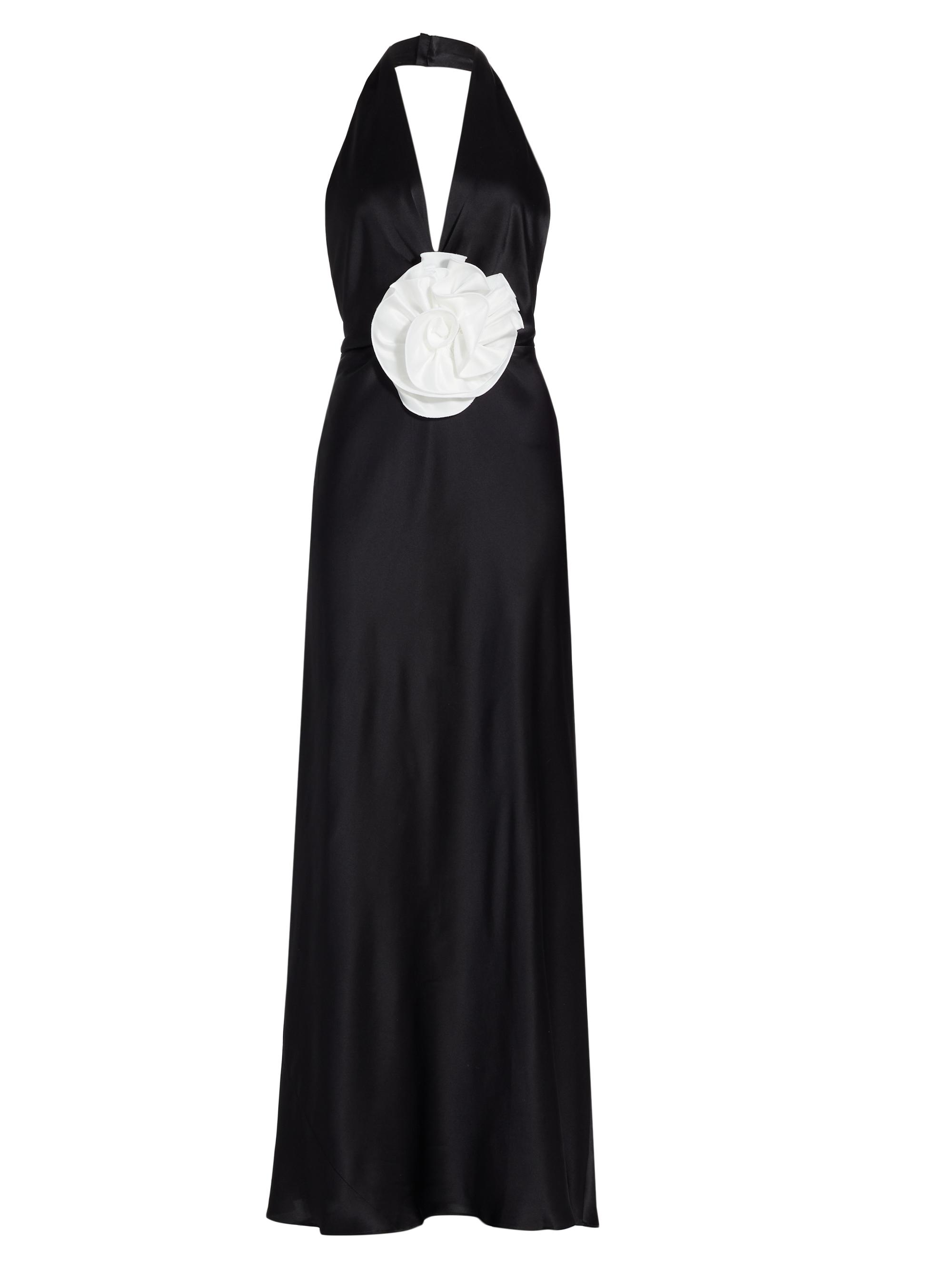 The Bar Women's Grayson Rose Silk Charmeuse Halter Gown - Noir