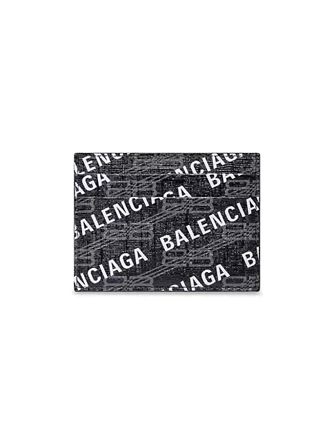 Balenciaga Signature Flap Coin And Card Holder Bb Monogram Coated Canvas -  Black