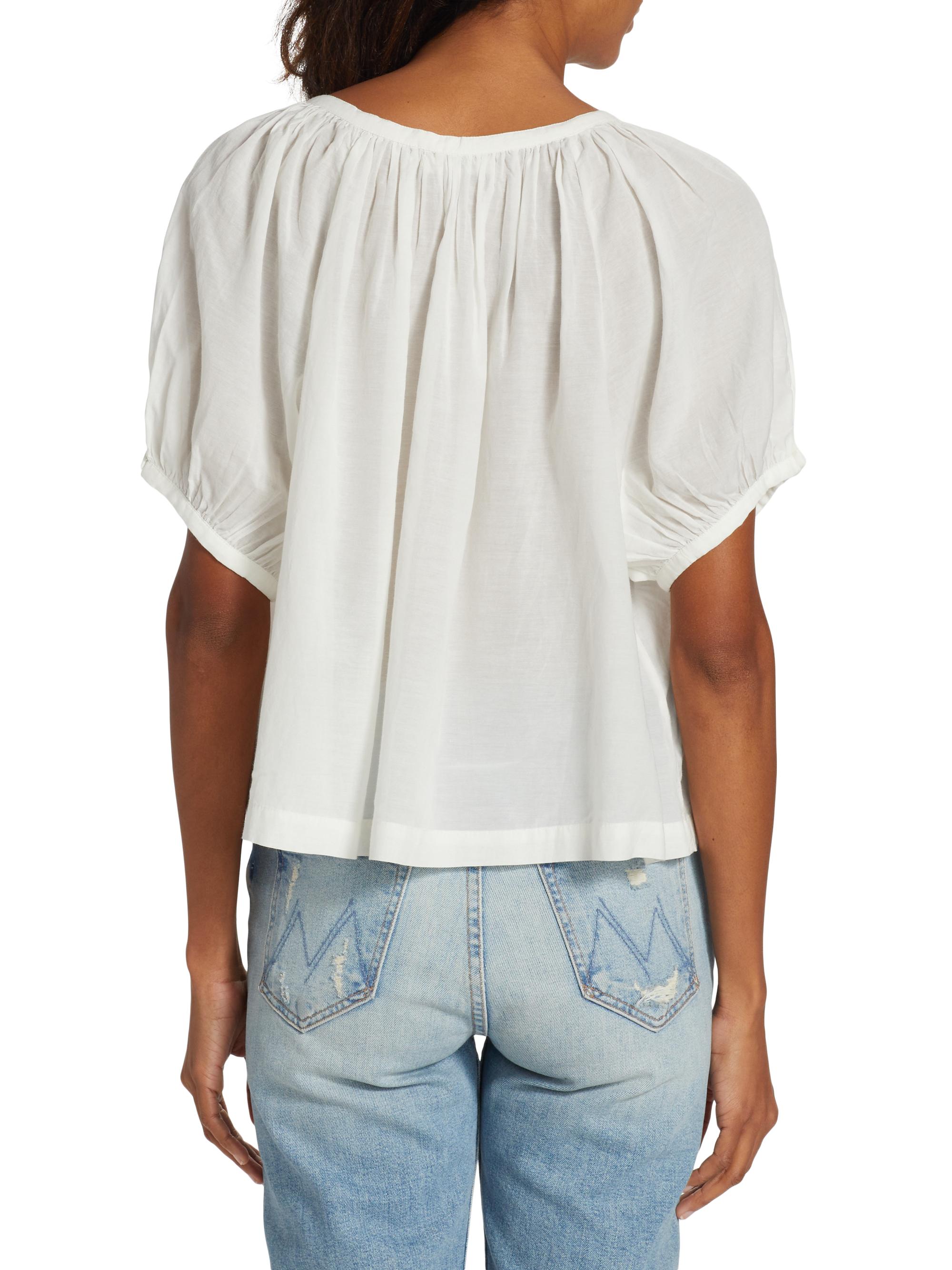 DÔEN June Puff-Sleeve Top | Saks Fifth Avenue