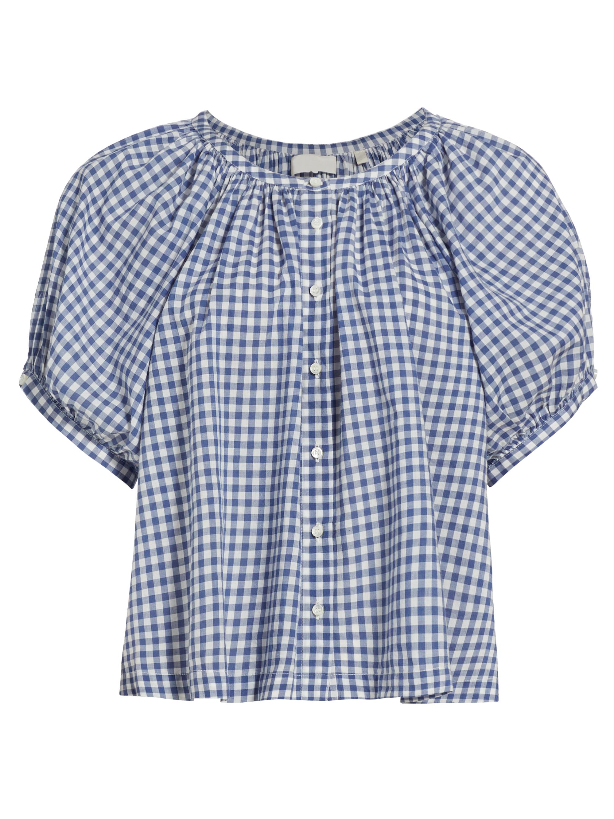 DÔEN June Gingham Puff-Sleeve Top | Saks Fifth Avenue