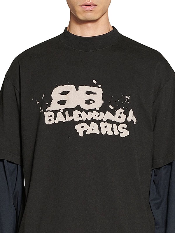 Shop Balenciaga Hand-drawn Bb Icon T-shirt Medium Fit | Saks Shop Balenciaga Hand-drawn Bb Icon T-shirt Medium Fit | Saks