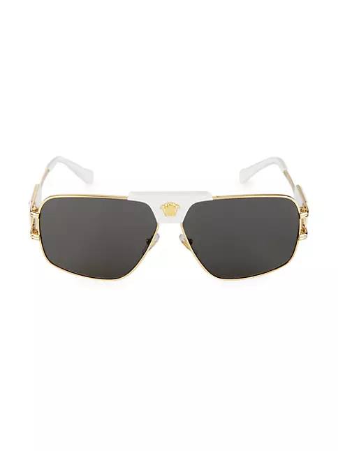 Shop Versace 63MM Medusa Steel Sunglasses | Saks Fifth Avenue
