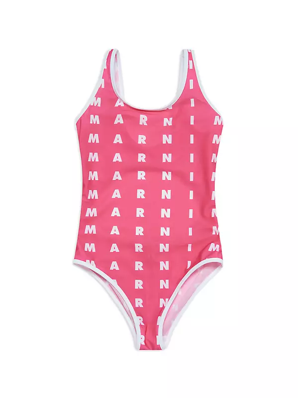 Shop Marni Little Girl's & Girl's Logo Print One-Piece Swimsuit | Saks