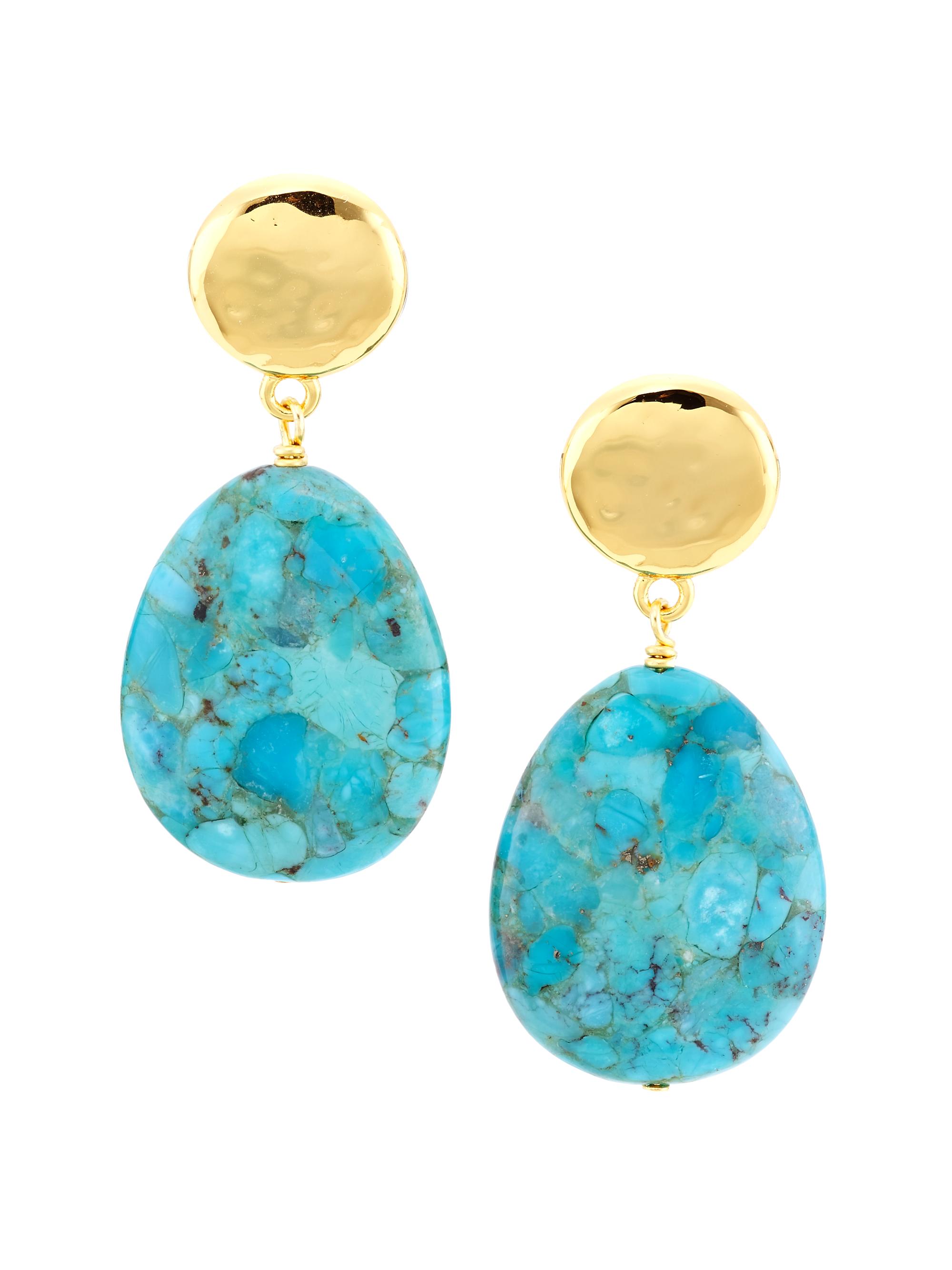 NEST Jewelry 22K-Gold-Plated Turquoise Teardrop Earrings