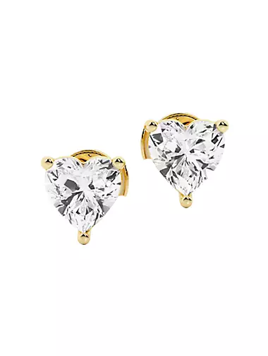 Ethereal 14K Yellow Gold & 2 TCW Lab-Grown Diamond Heart Stud Earrings