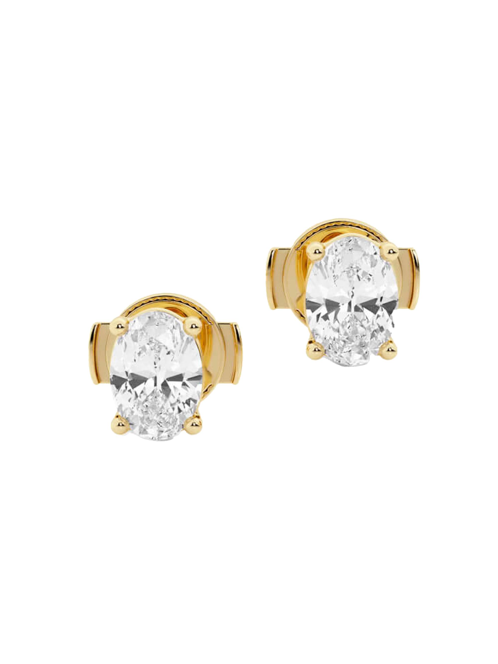 näas Women's Ethereal 14K Yellow Gold & 1 TCW Oval Lab-Grown Diamond Stud Earrings