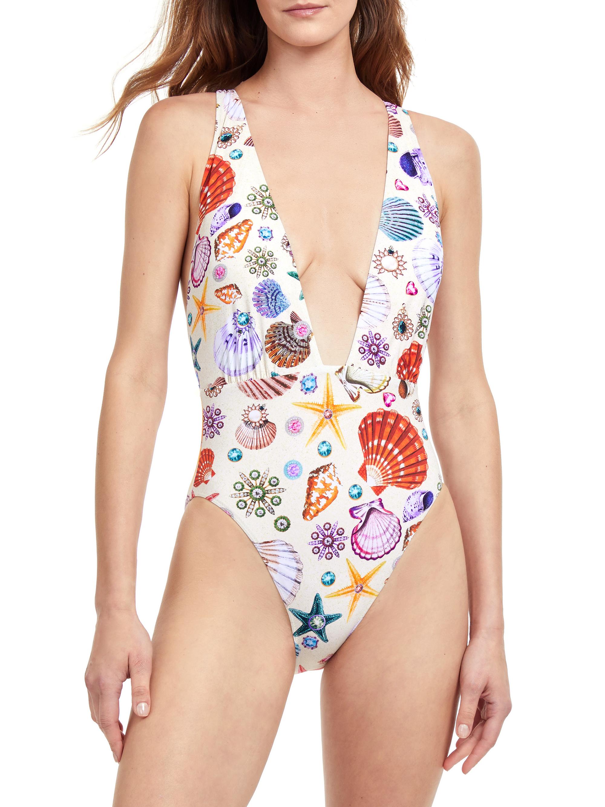 Gottex Swimwear Women's White Sands Deep Plunge One-Piece Swimsuit - Multi Sand