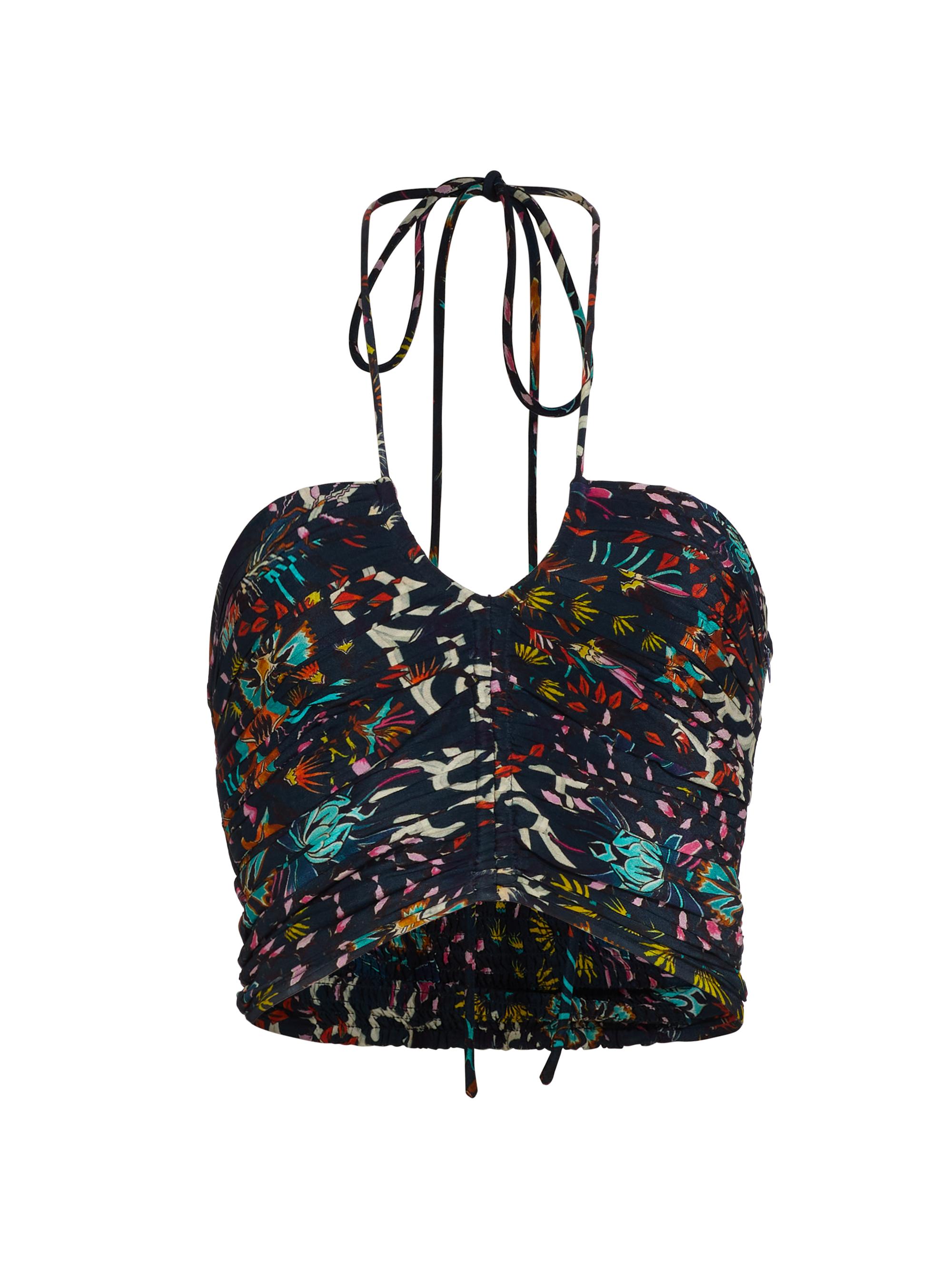 Maria Cher Women's Humahuaca Waira Silk Halter Top - Black Print