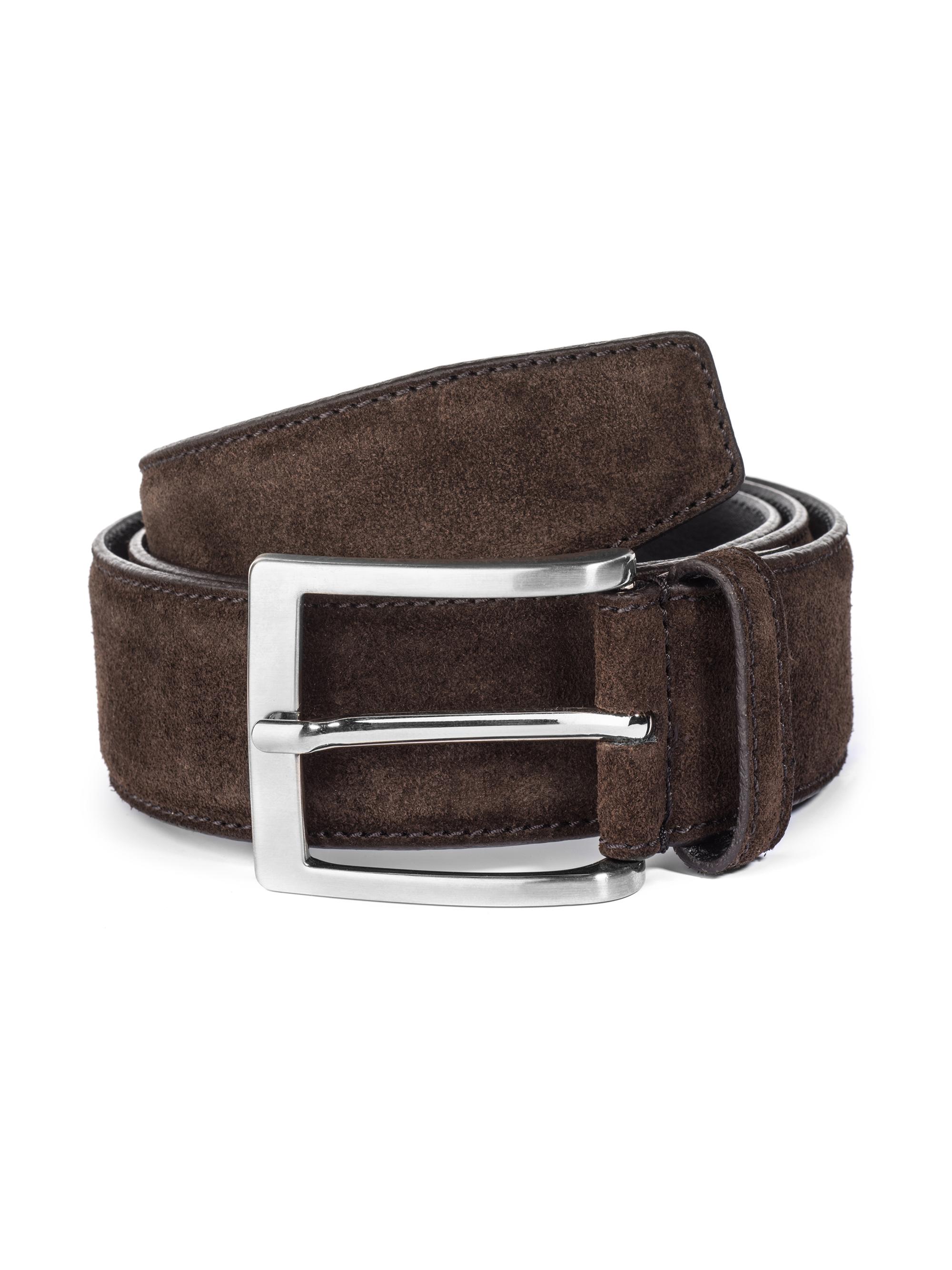 To Boot New York Men's Square Buckle Suede Belt - Dark Brown