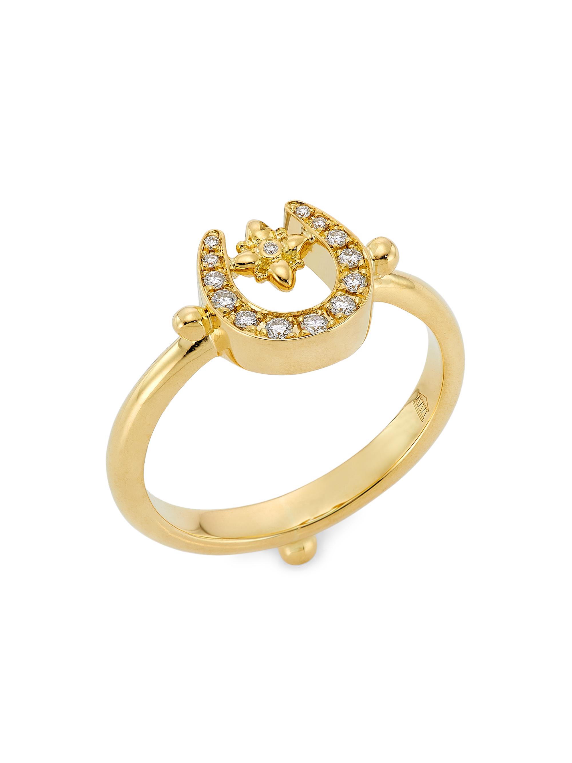Temple St. Clair Women's Celestial 18K Yellow Gold & 0.12 TCW Diamond Mini Horseshoe Ring - Gold