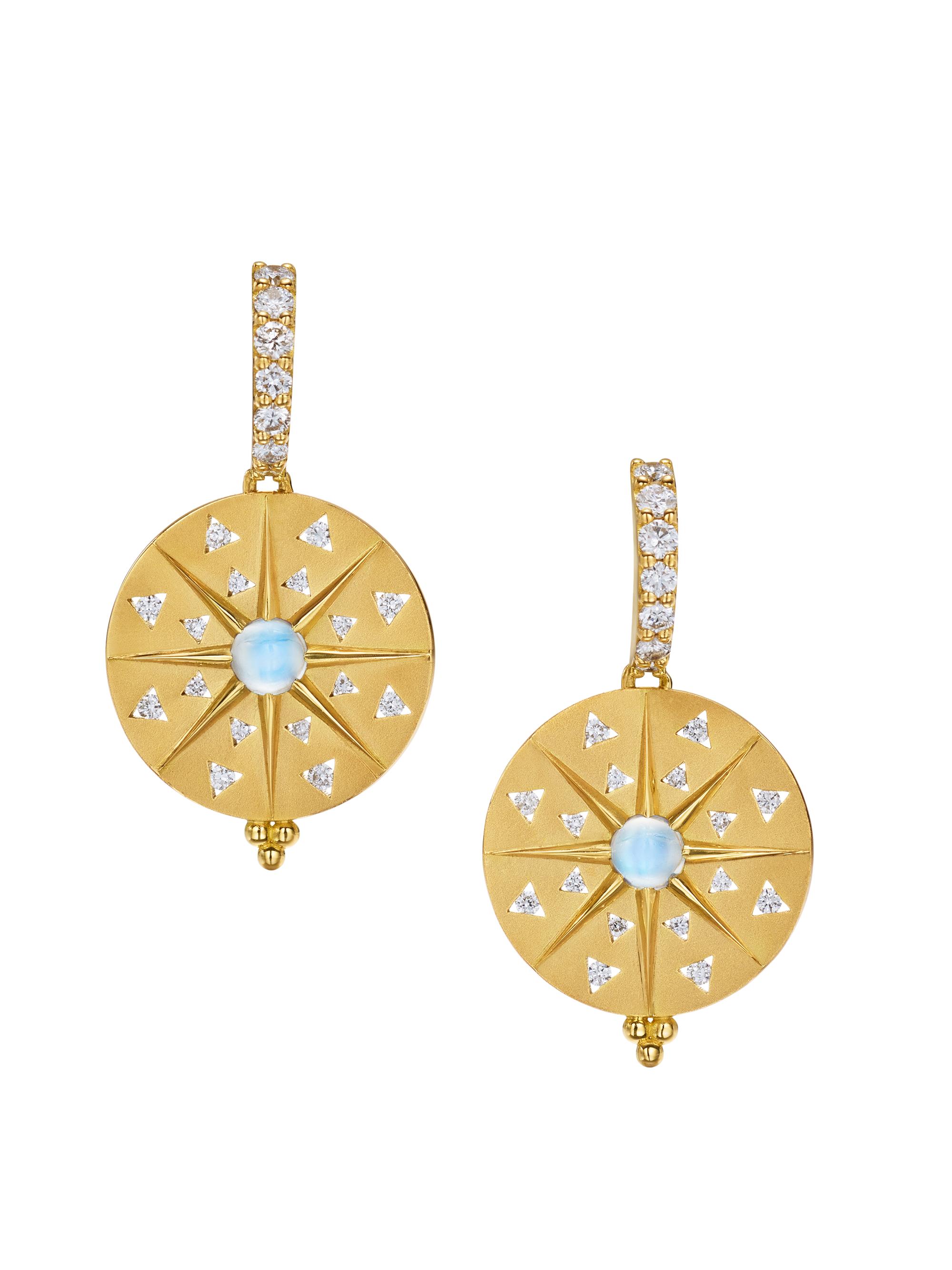 Temple St. Clair Women's Celestial Sole Mandala 18K Yellow Gold, Blue Moonstone & 0.4 TCW Diamond Drop Earrings - Gold