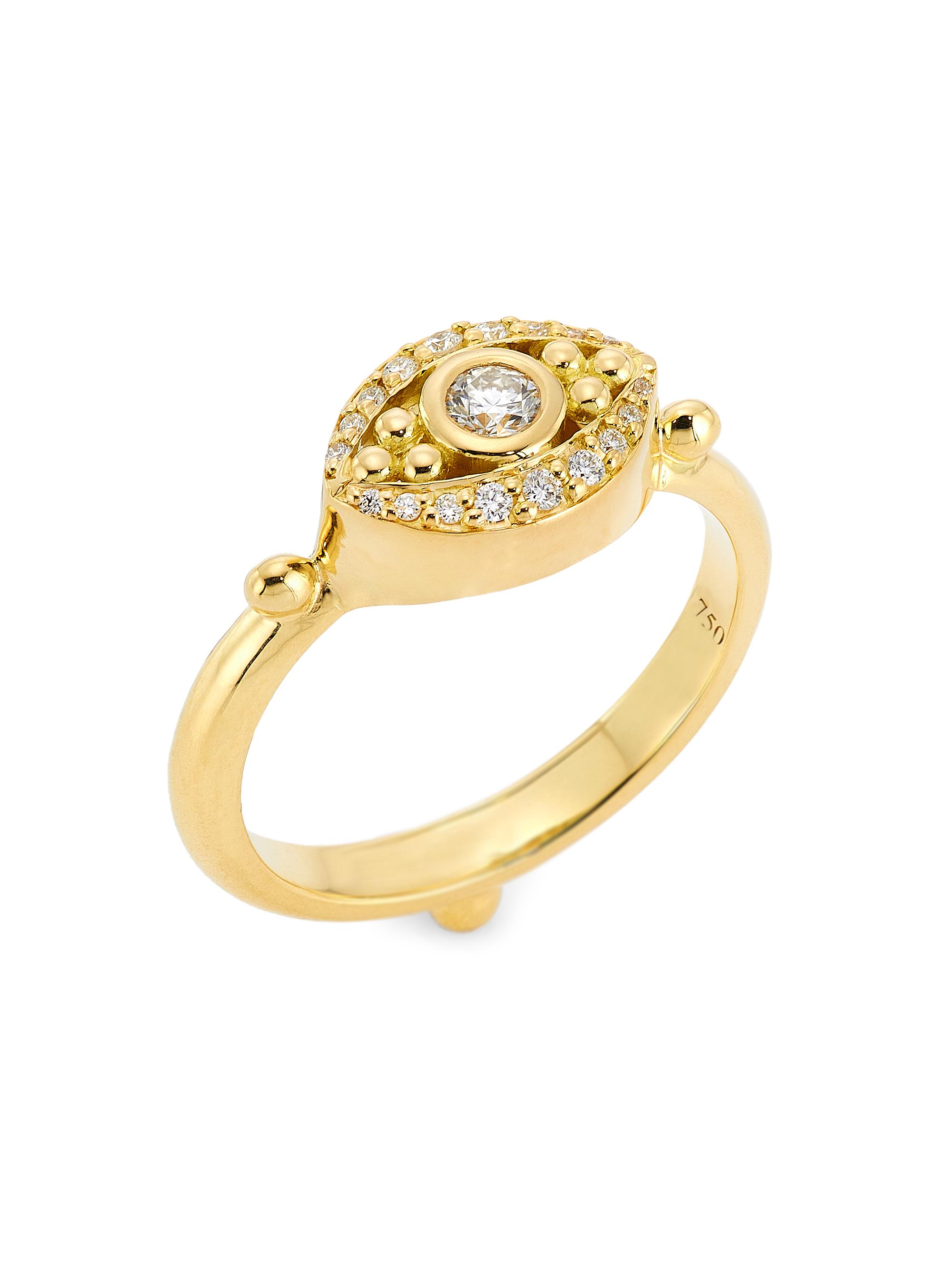 Temple St. Clair Women's Sacred 18K Yellow Gold & 0.21 TCW Diamond Mini Evil Eye Ring - Gold