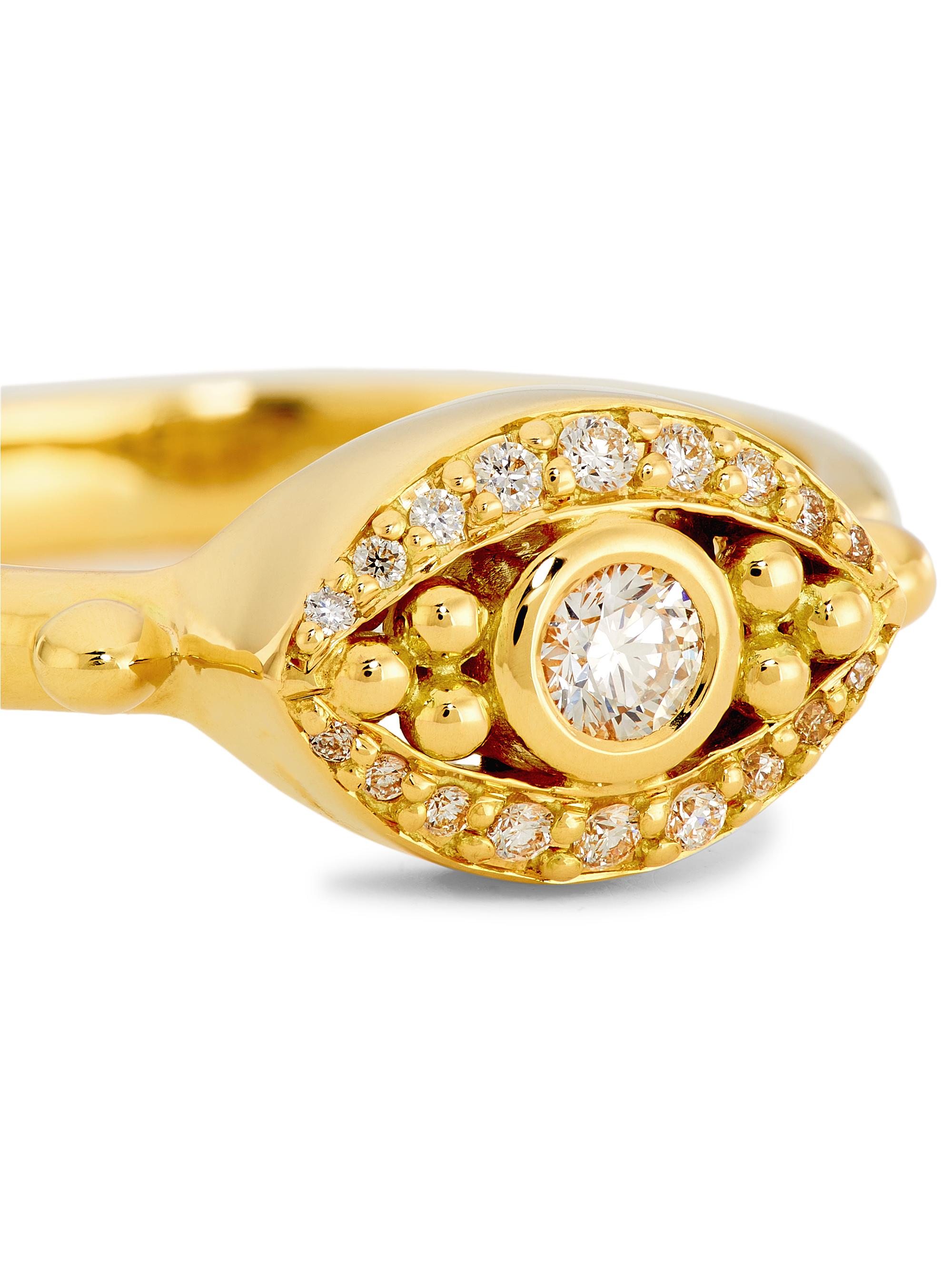 Florence86 Sacred 18K Yellow Gold & 0.21 TCW Diamond Mini Evil Eye Ring