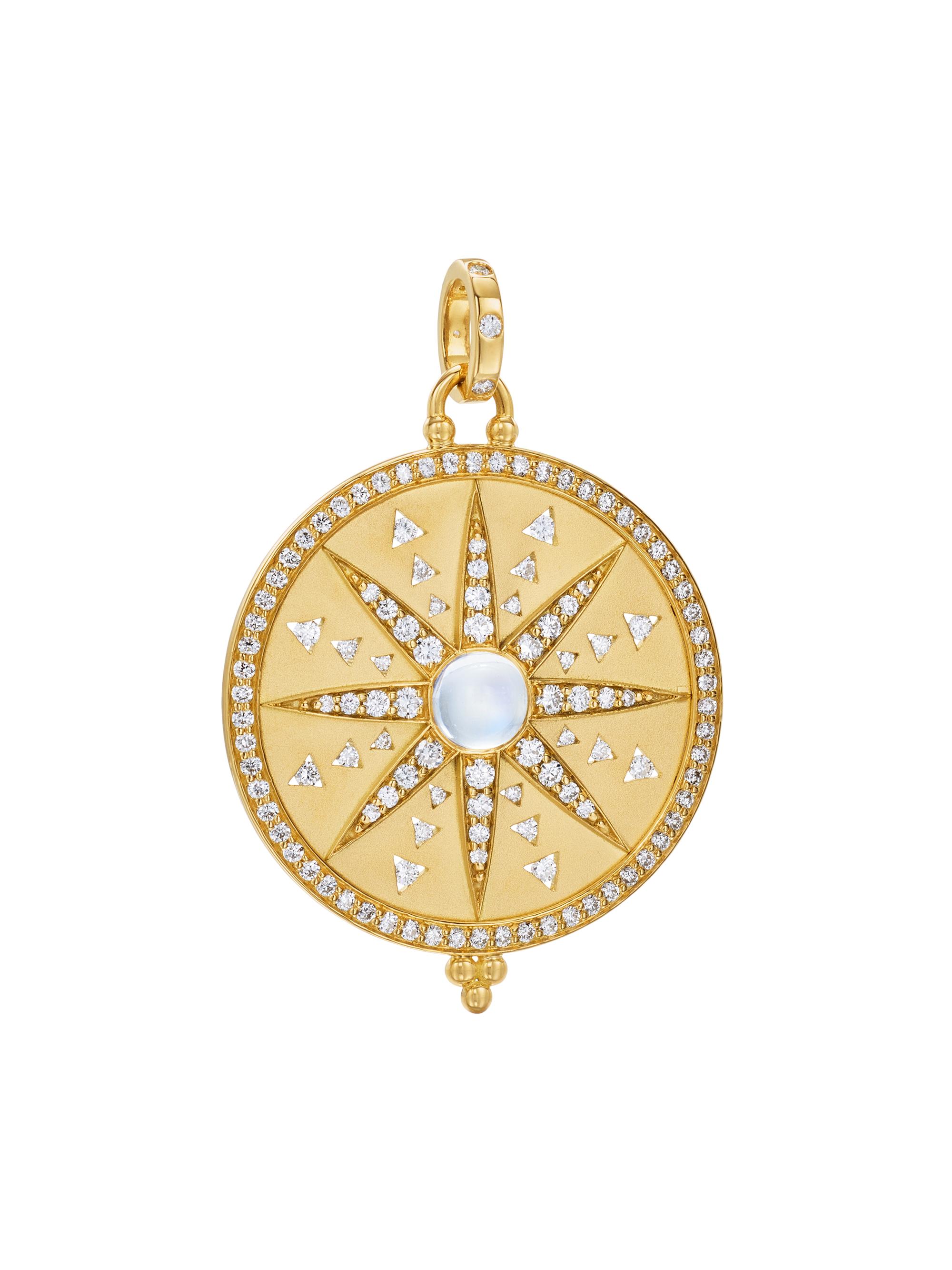 Temple St. Clair Women's Celestial Sole Mandala 18K Yellow Gold, Blue Moonstone & 1.81 TCW Diamond Pendant - Gold