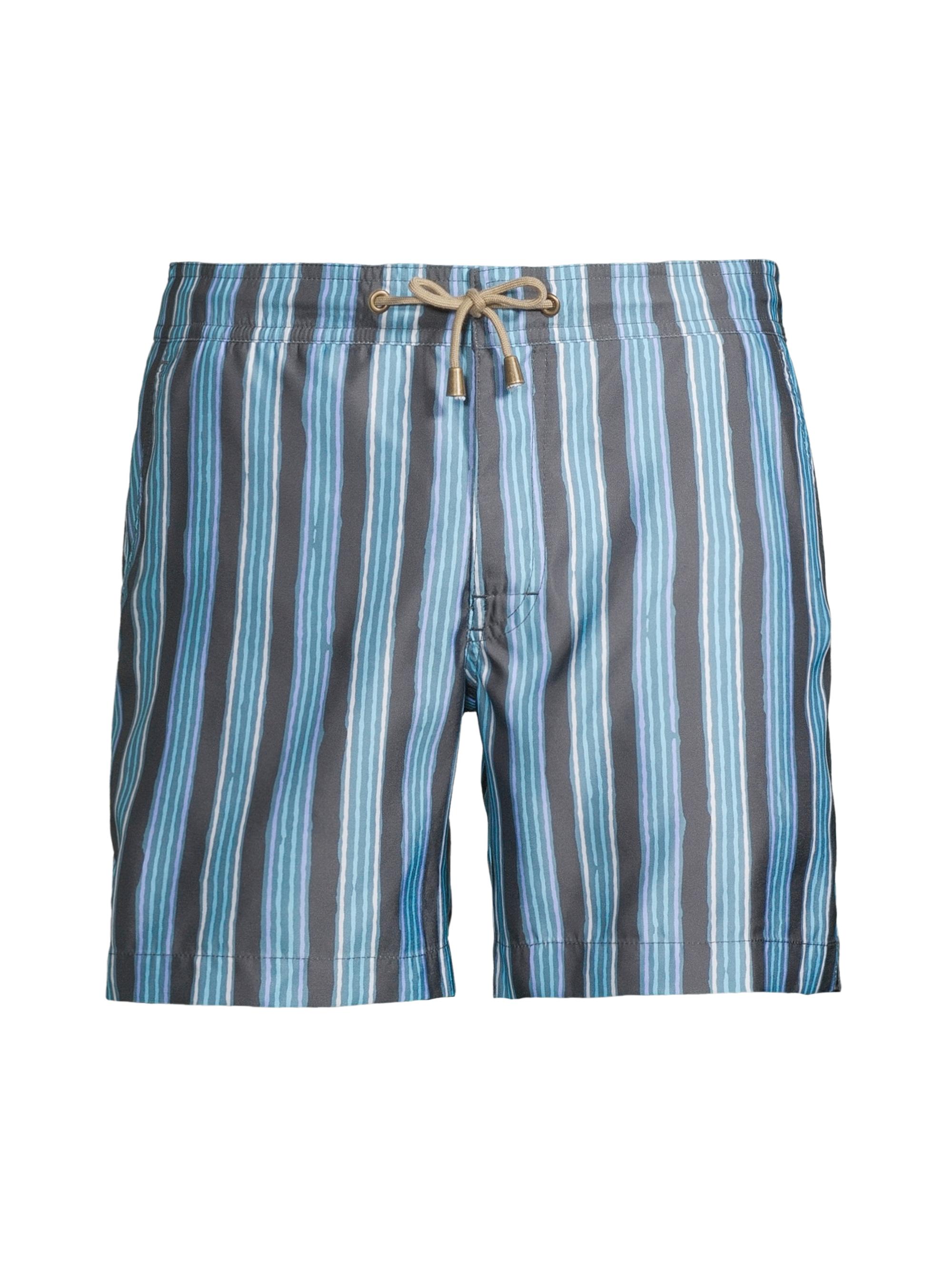 Thorsun Men's Blurry Stripe Printed Swim Shorts - Blue