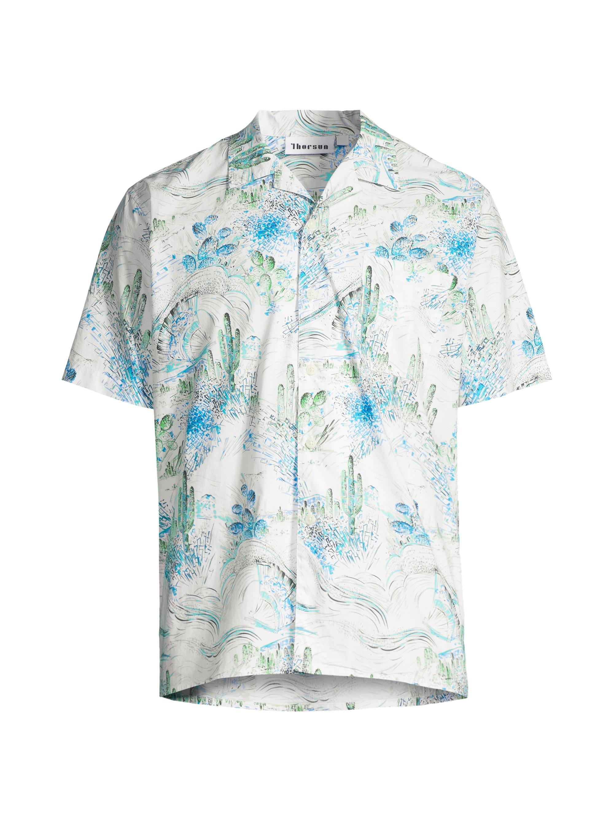 Thorsun Men's Cactus Fan Button-Front Shirt - Blue